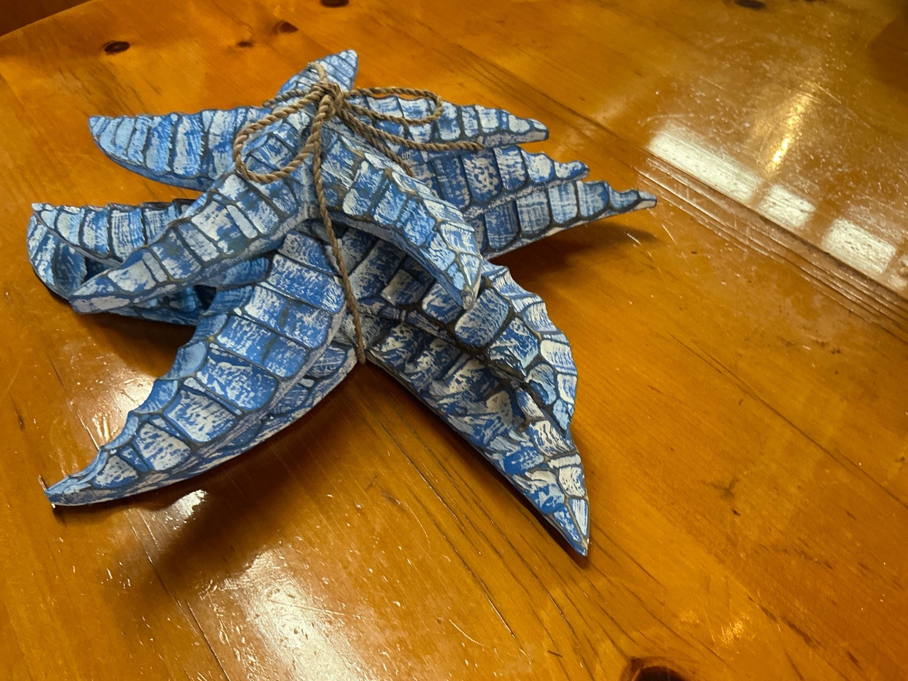 Starfish Decorative Wall Hanging Blue and Turquoise Wood sets of 3 measures 14"x14"x4.5"