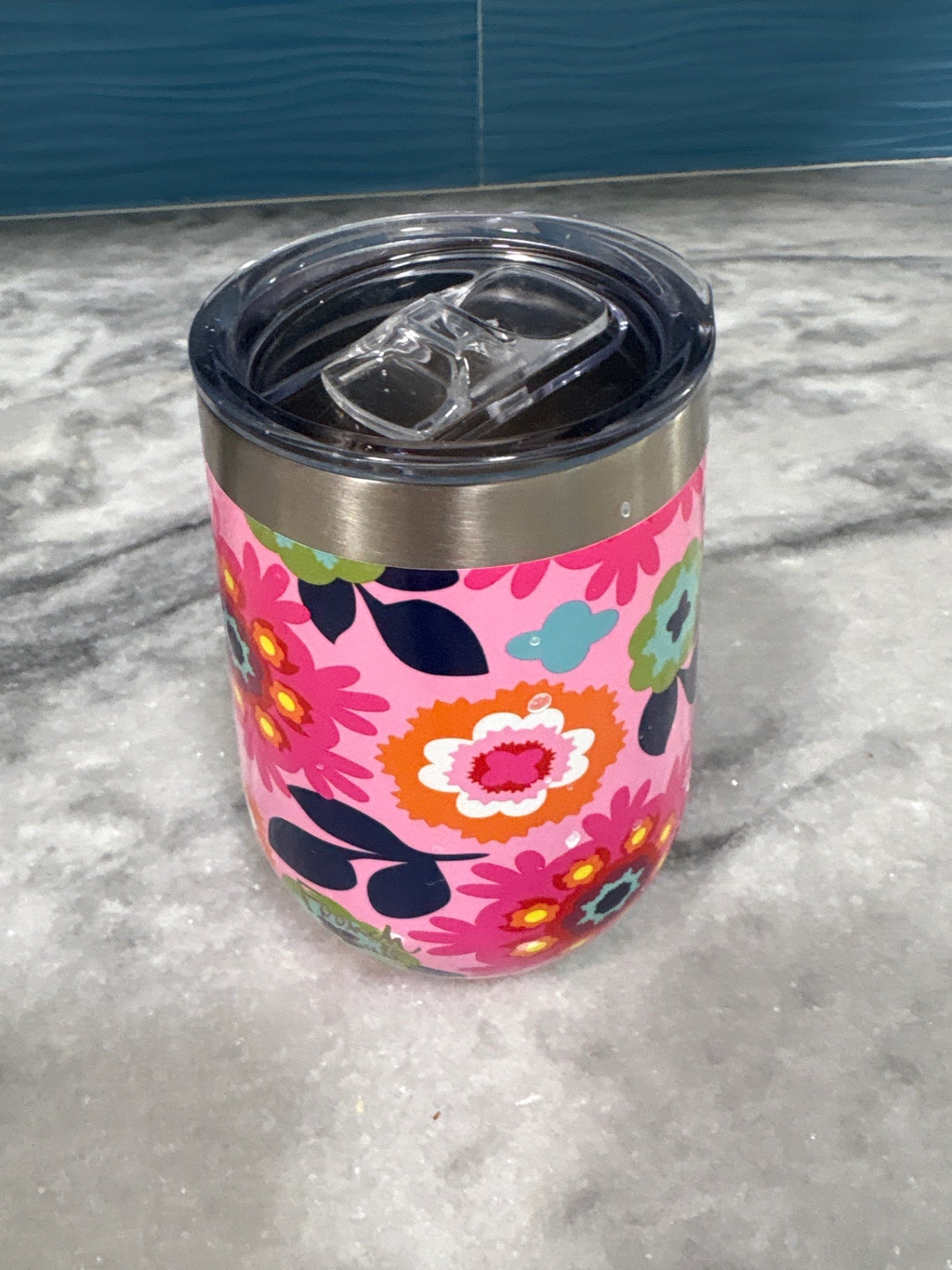 Coffee Mug Pink Stainless Steel and Plastic