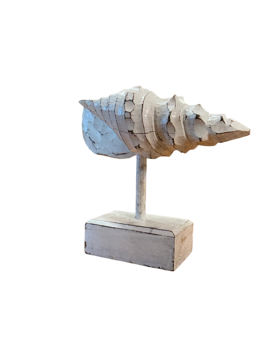 Decorative NAUTILUS SHELL sculpture Aqua Blue OR White Wood 9" X 8" X 4"
