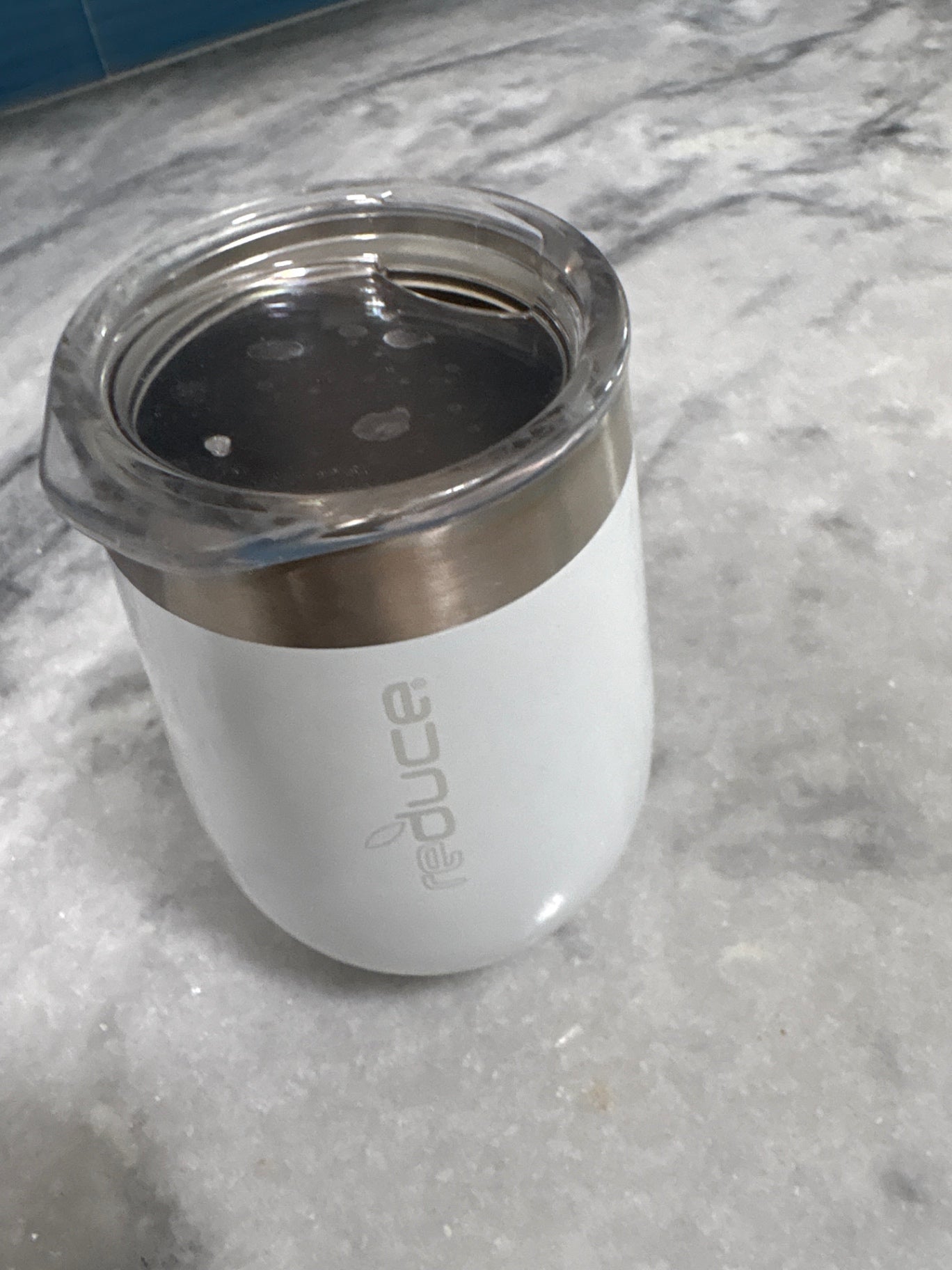 Travel Mug White Stainless Steel and Plastic
