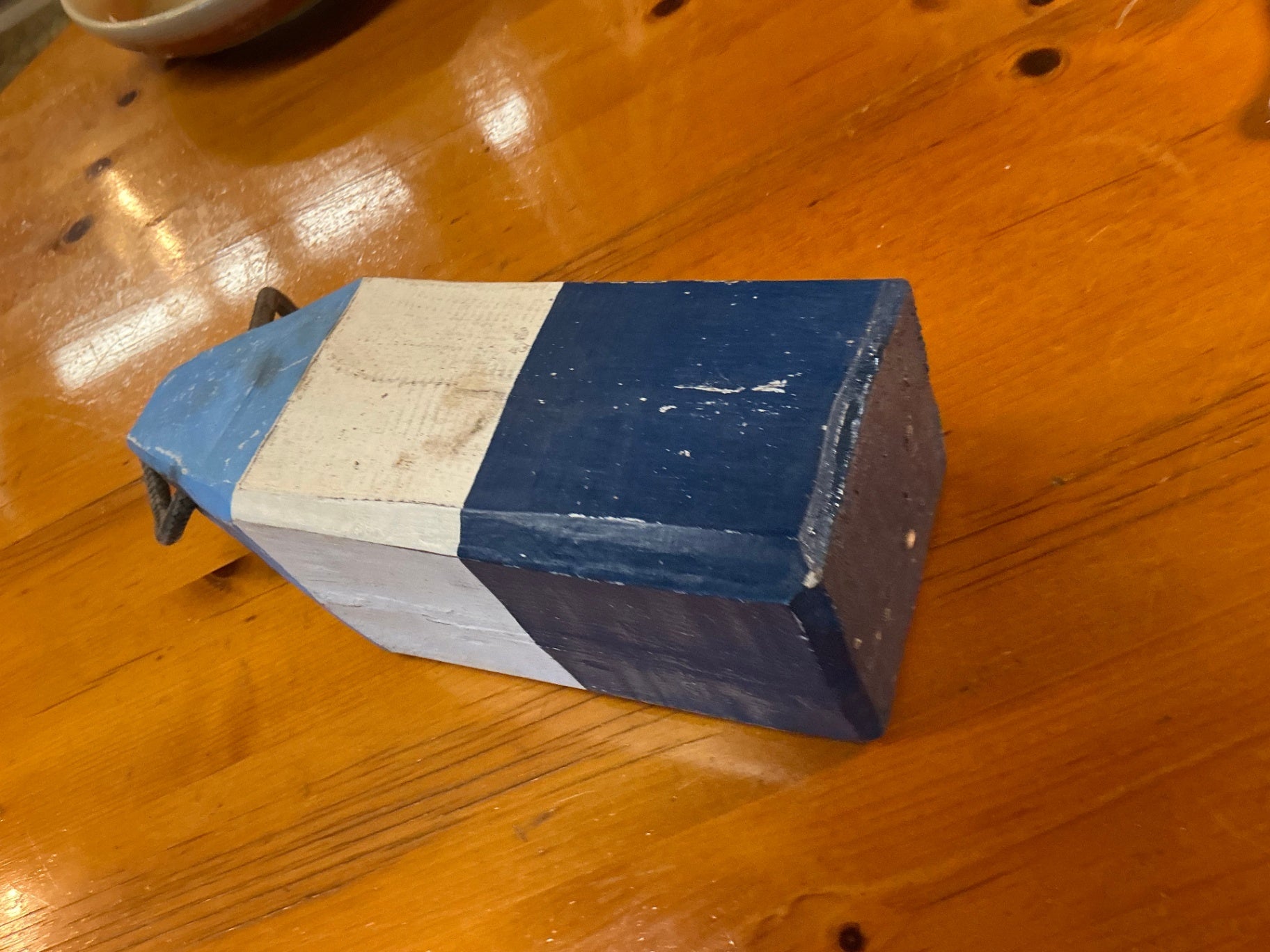 Decorative Bouy Blue, White, Beige Wood