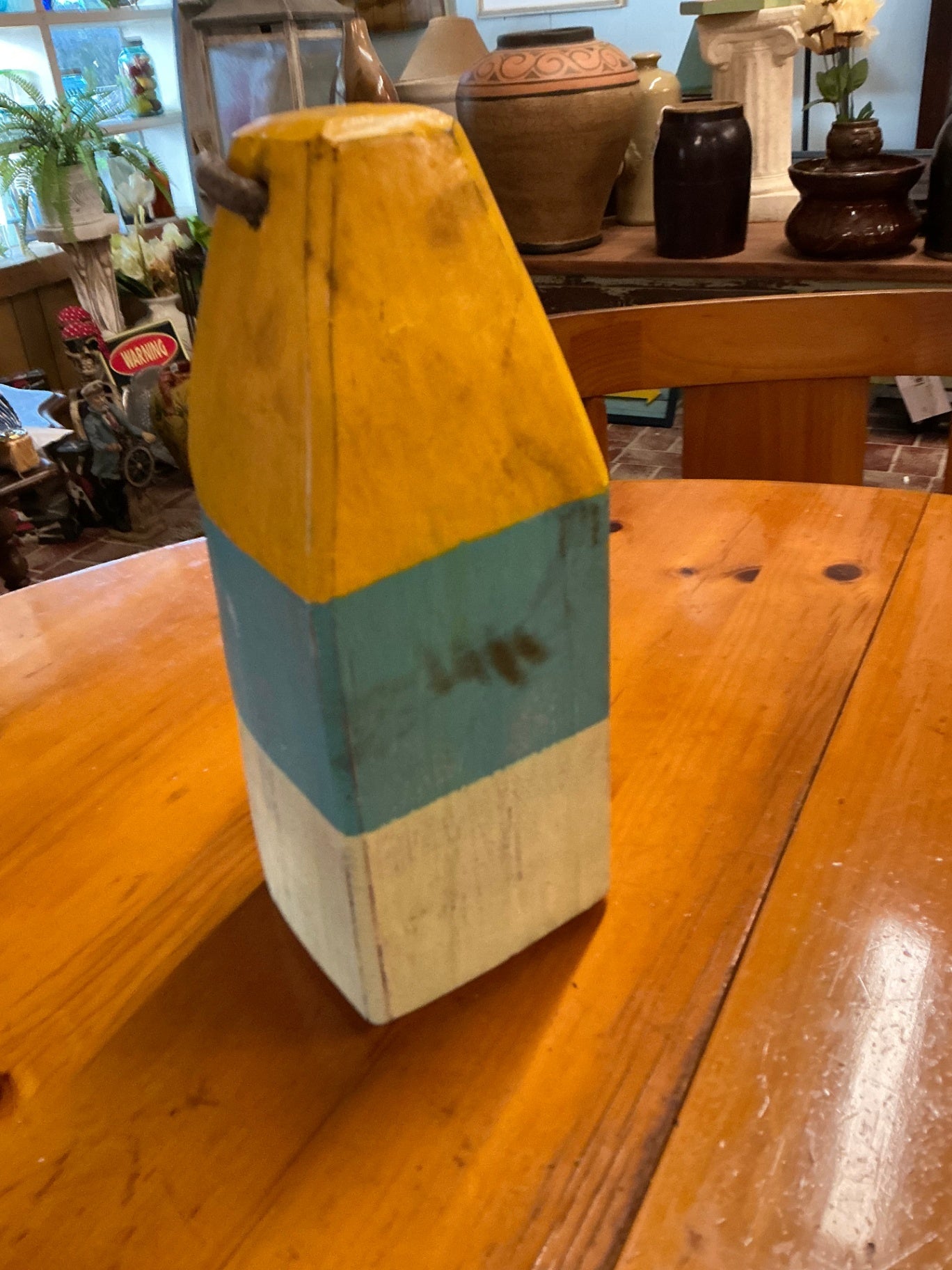 Decorative Bouy Blue, White, Beige Wood