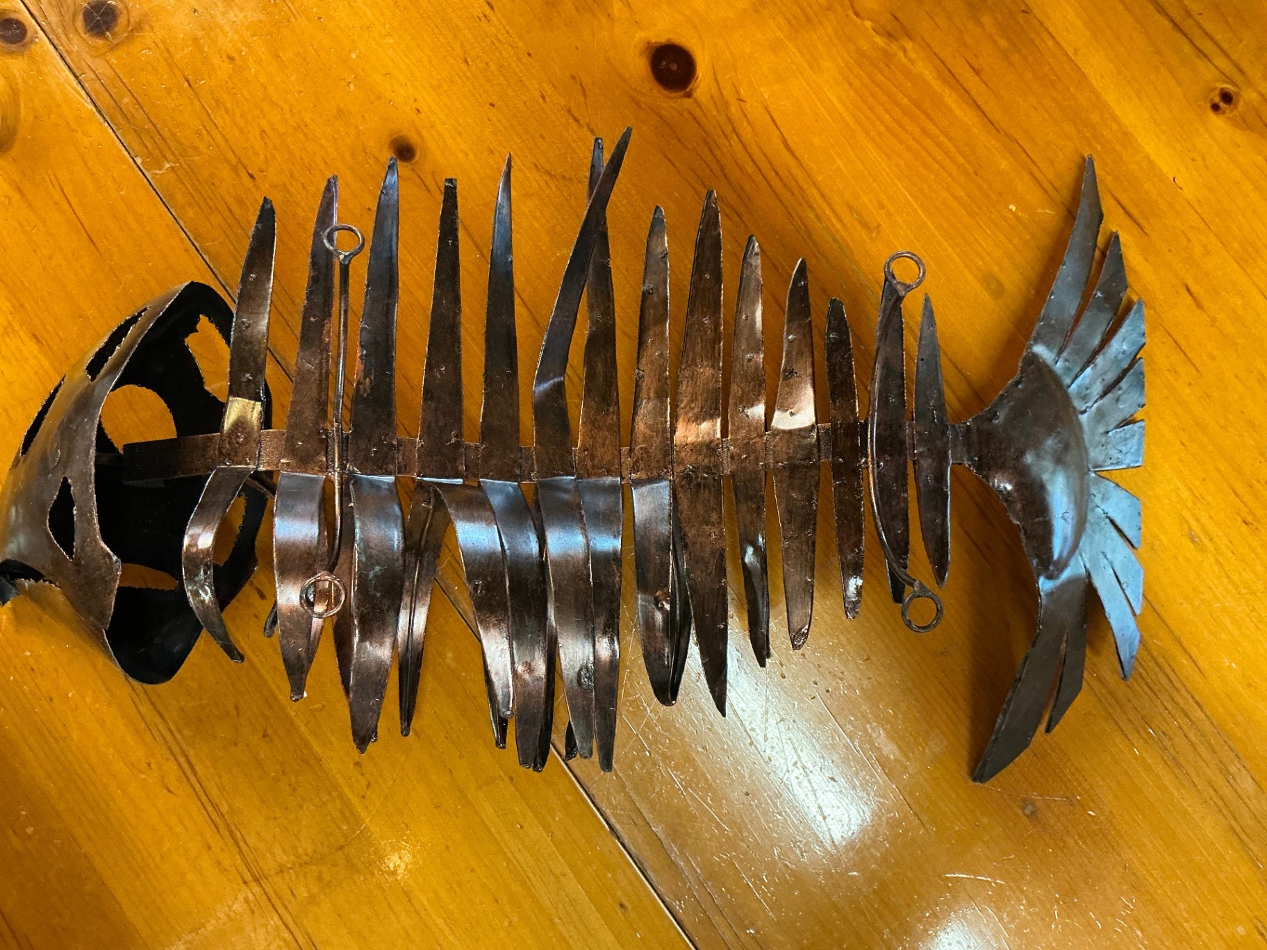 Bone Fish Sculpture Silver/Metallic Metal