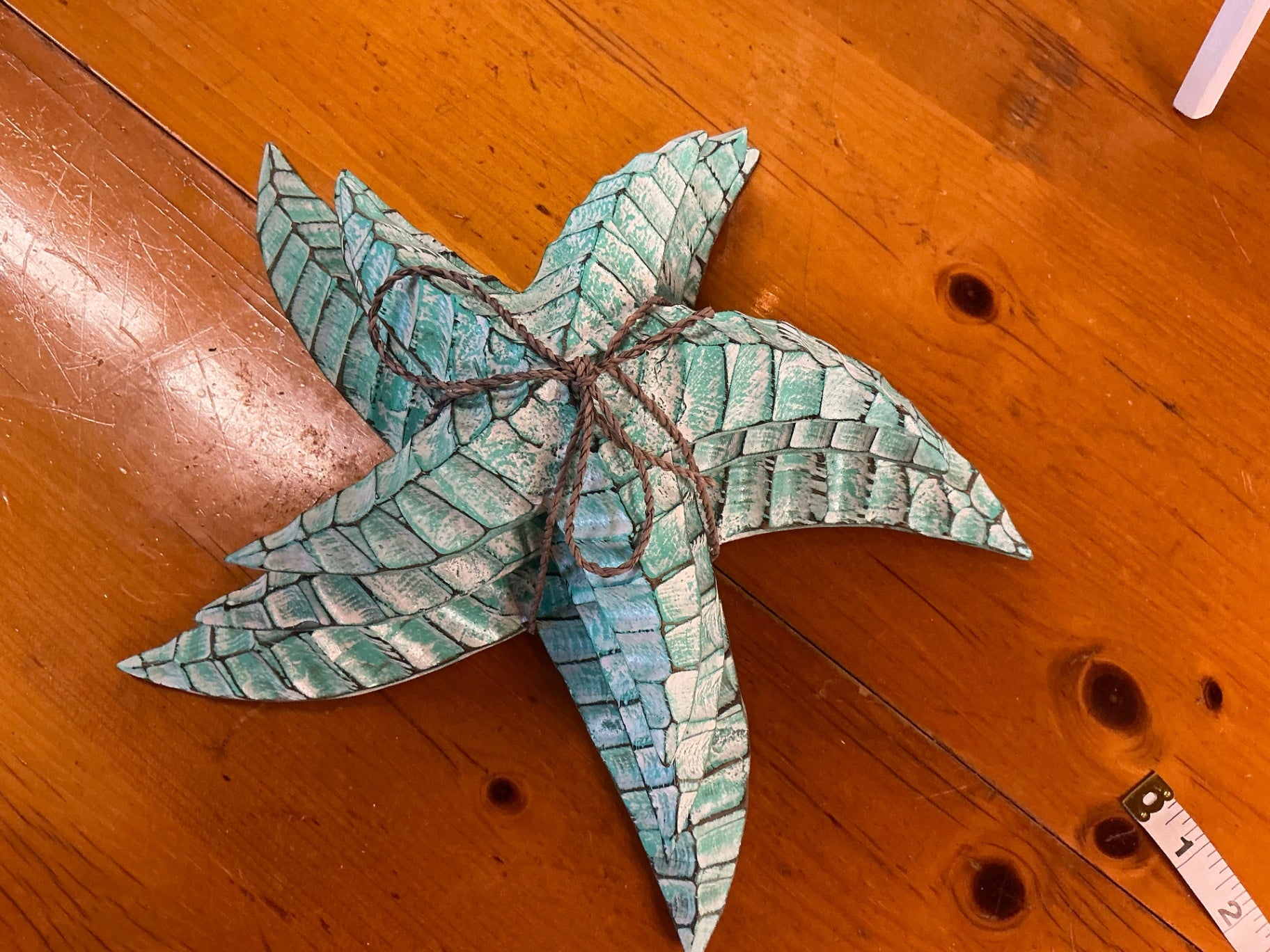 Starfish Decorative Wall Hanging Blue and Turquoise Wood sets of 3 measures 14"x14"x4.5"