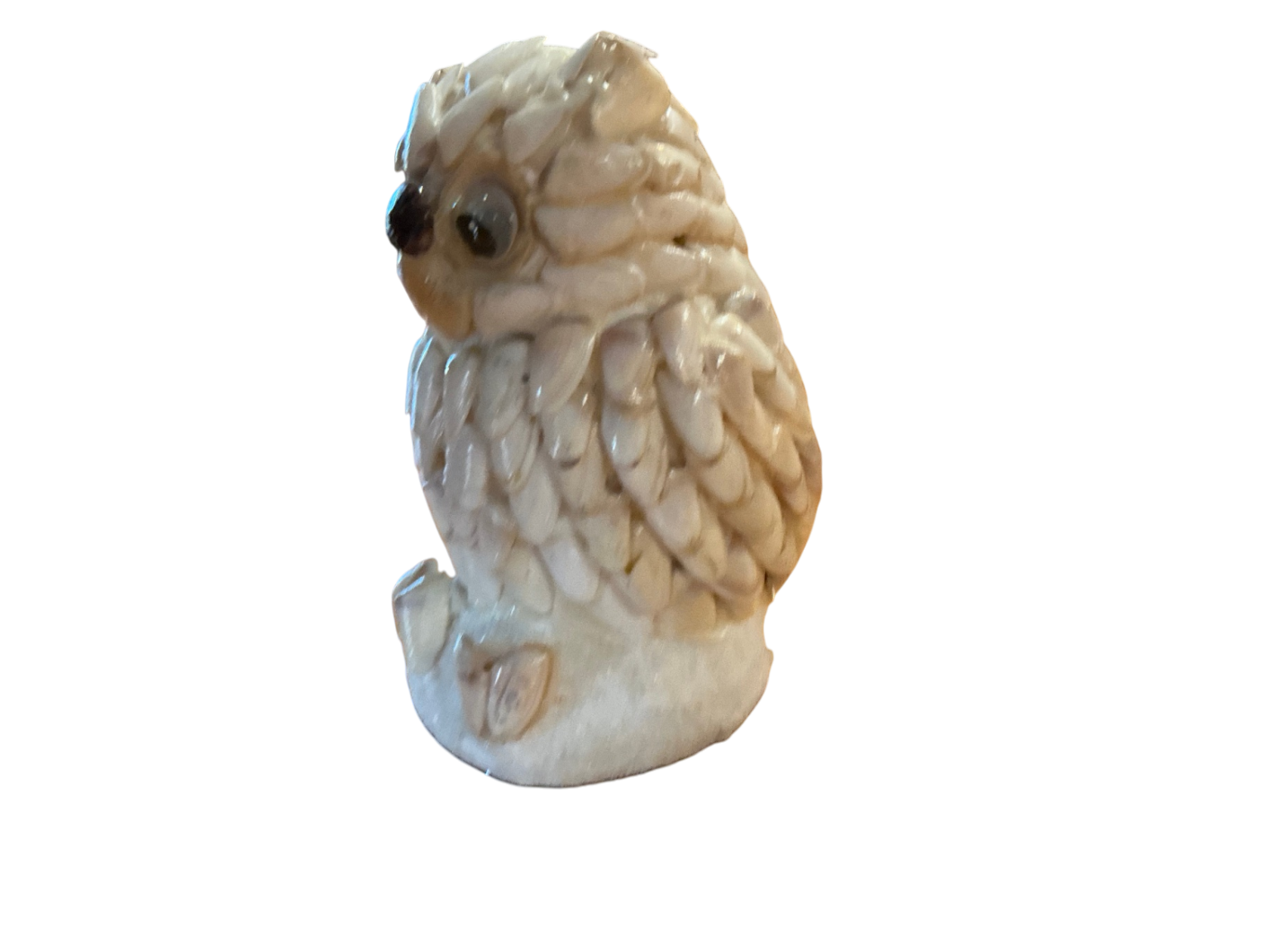 Decorative Owl Figurine Beige/Off-white Shell Small
