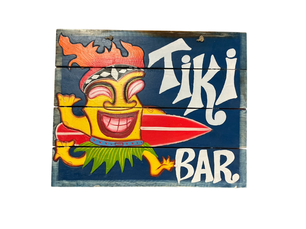 Tiki Bar Decorative Wall Hanging Multicolor Wood Sign 16"x13"