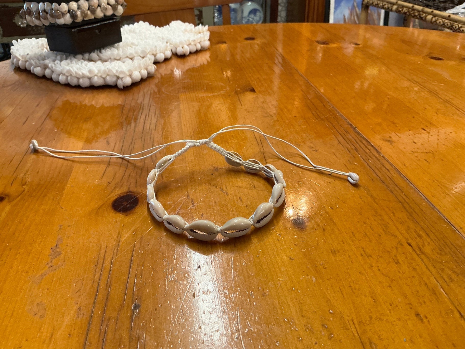 Cowries Choker Necklace Cream/Ivory Shells and thread 24" Fully Open