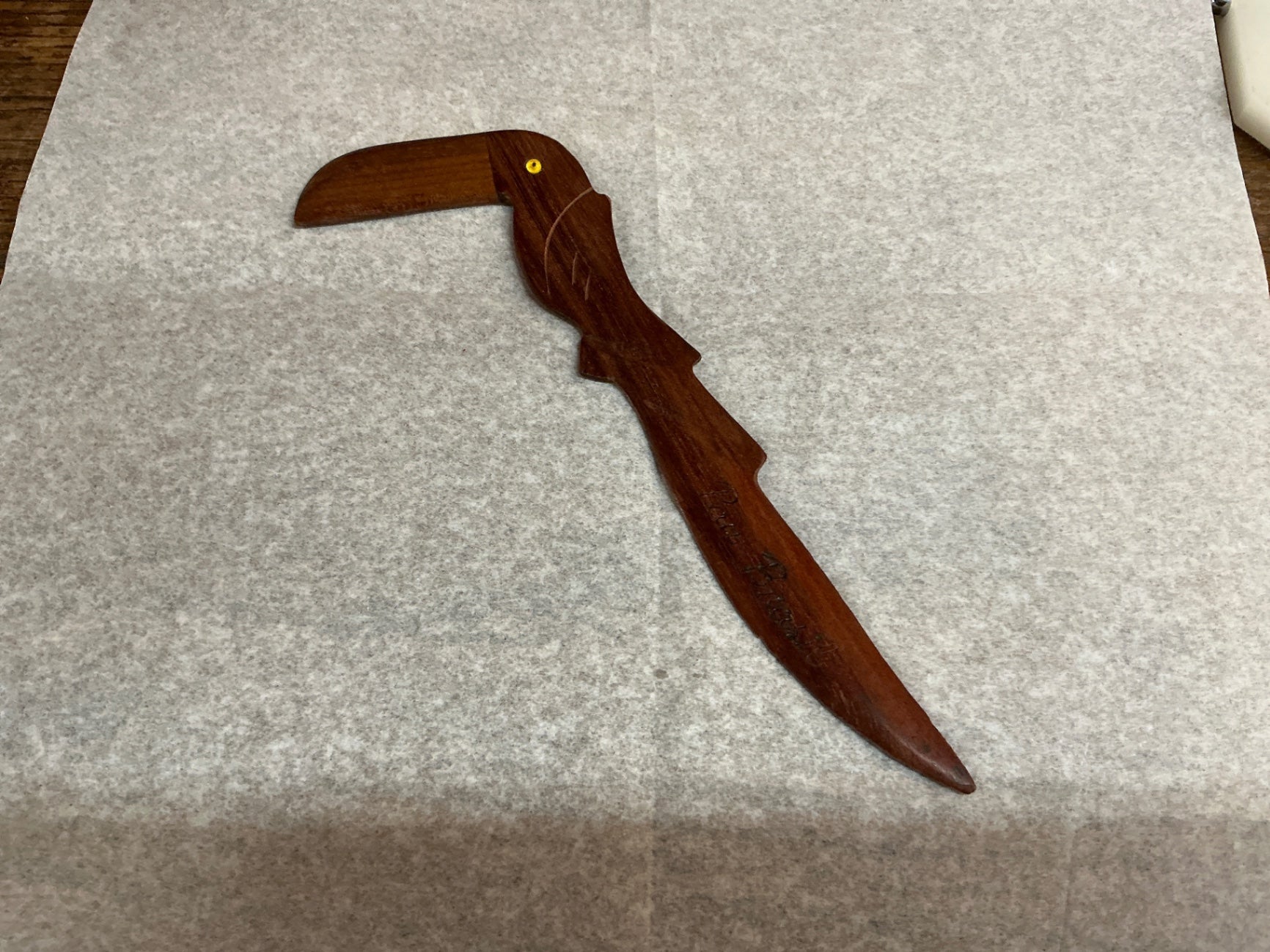 Toucan Teak Letter Opener Brown Wood