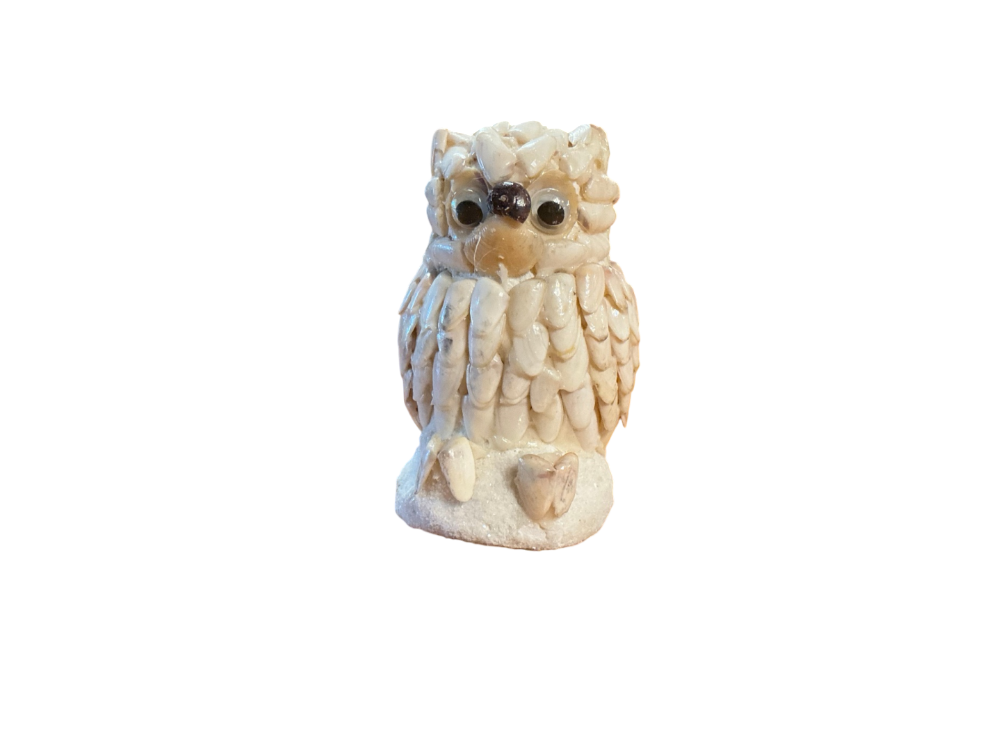 Decorative Owl Figurine Beige/Off-white Shell Small