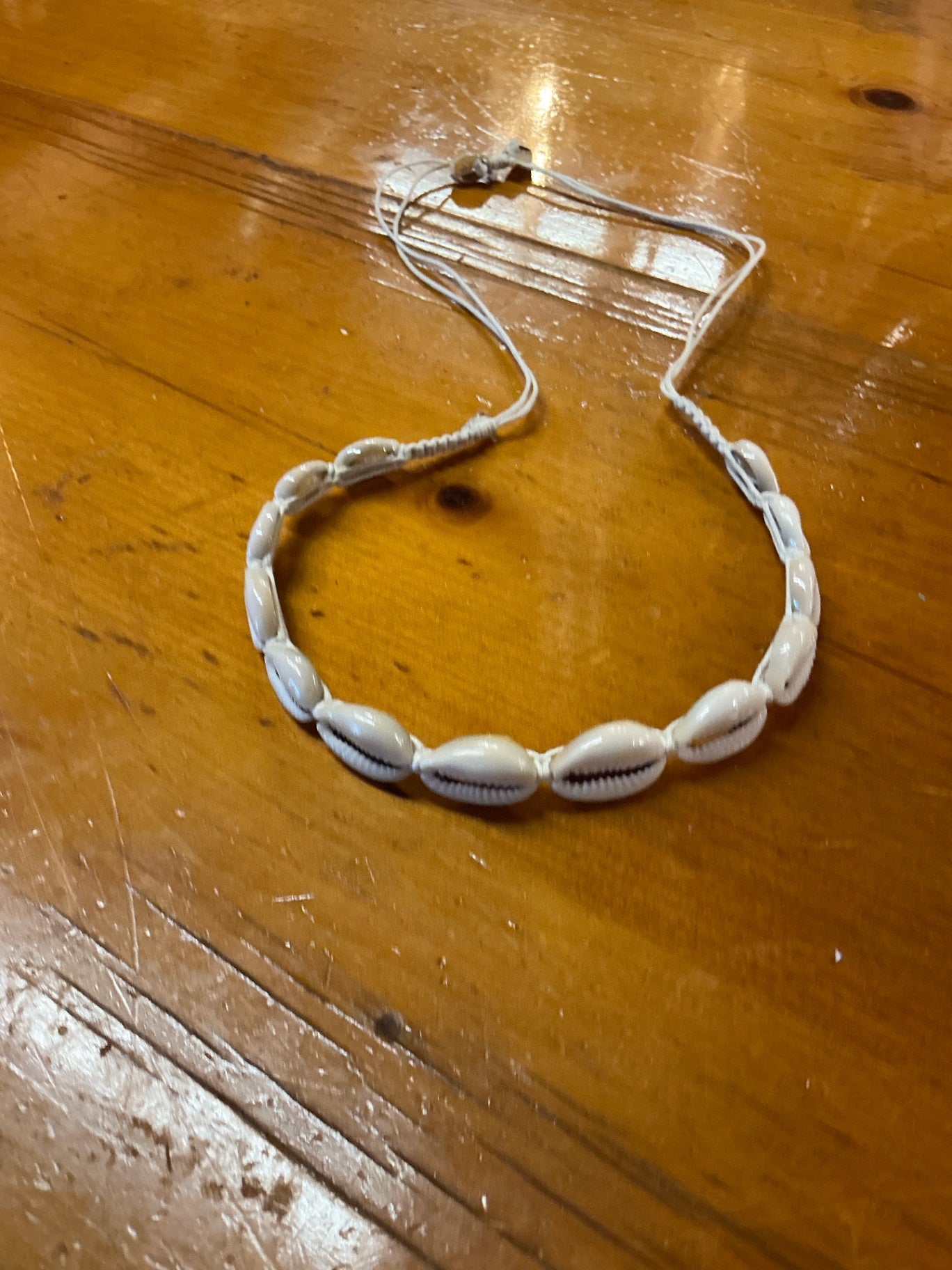 Cowries Choker Necklace Cream/Ivory Shells and thread 24" Fully Open