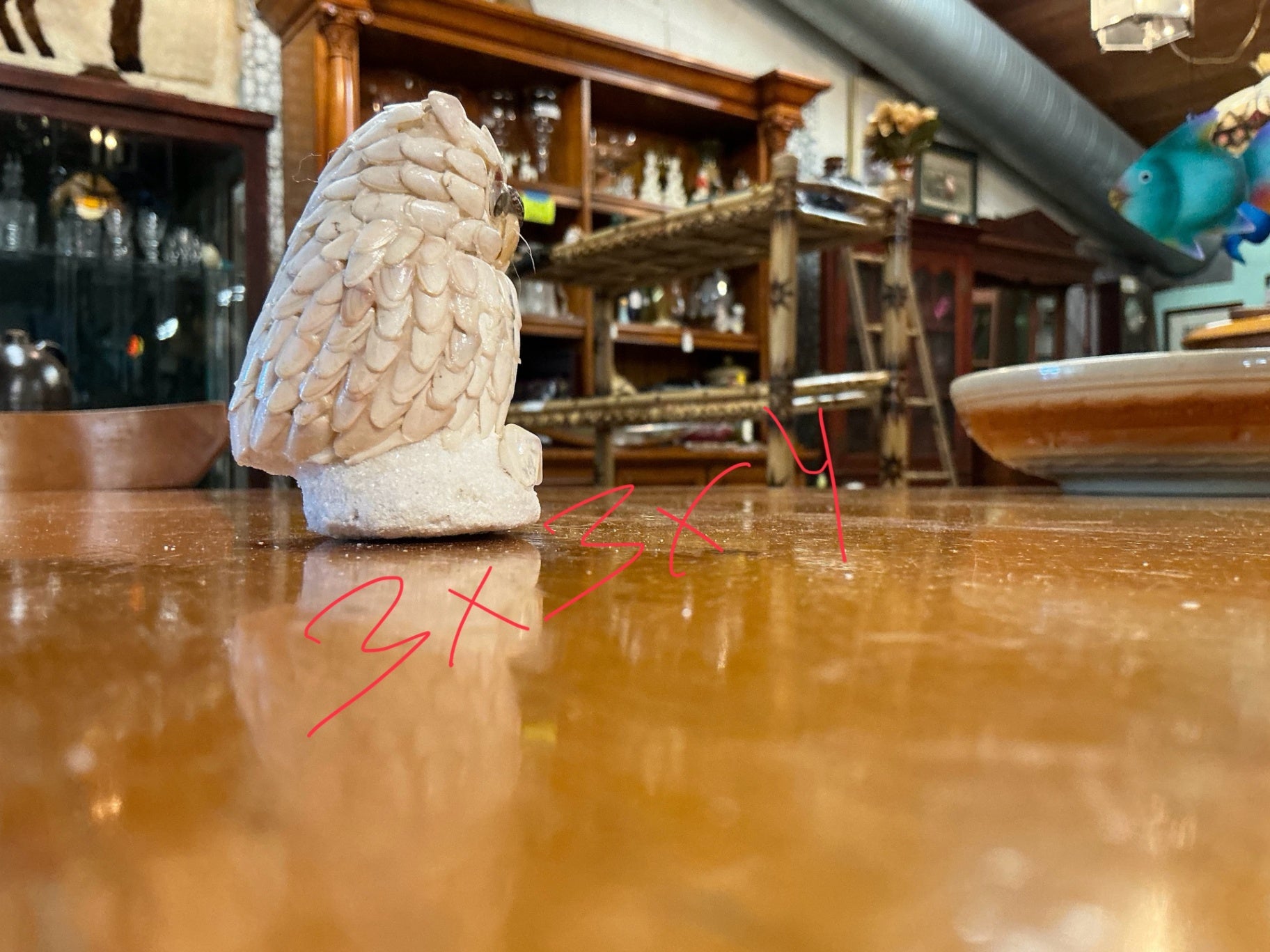 Decorative Owl Figurine Beige/Off-white Shell Small