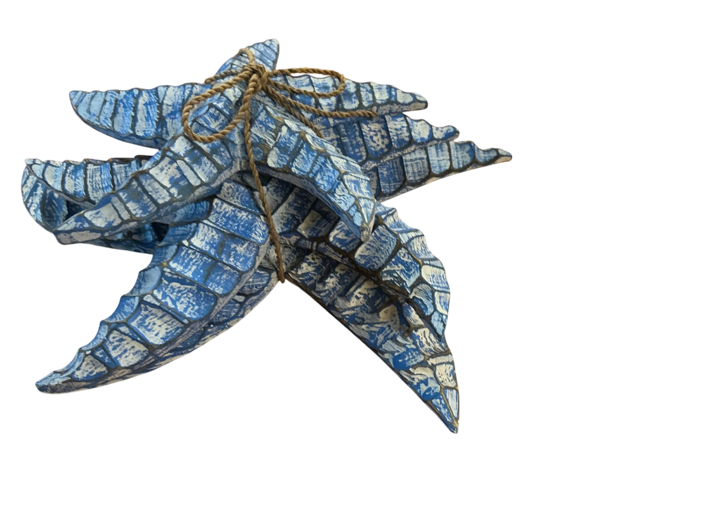 Starfish Decorative Wall Hanging Blue and Turquoise Wood sets of 3 measures 14"x14"x4.5"