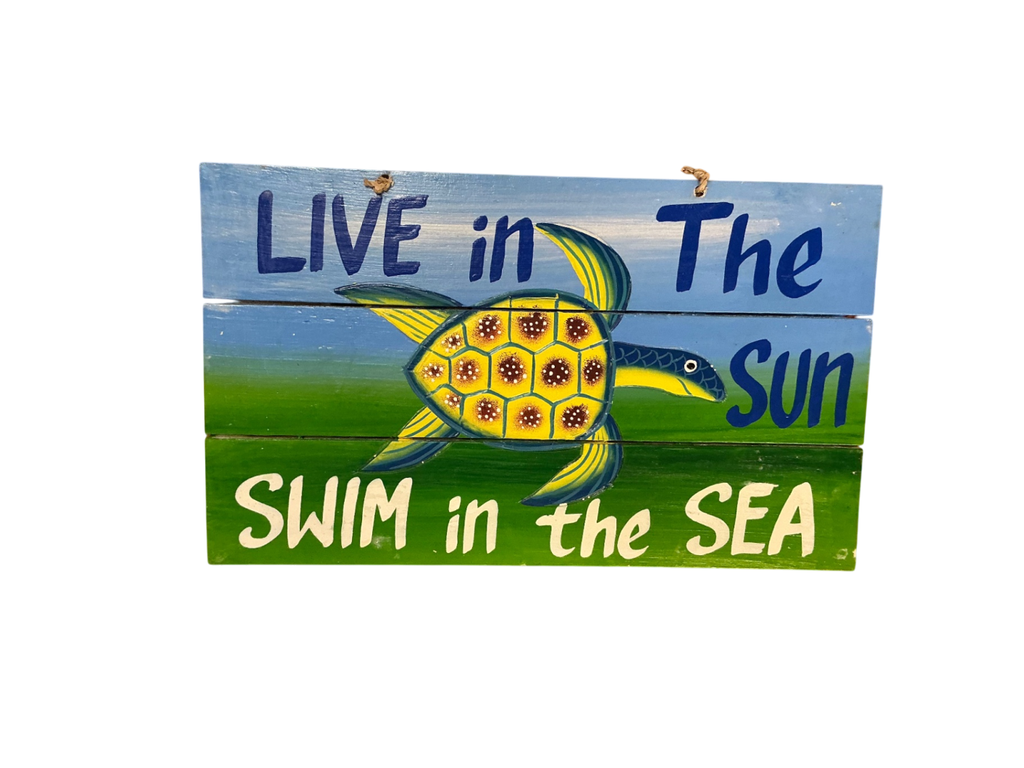 Live In The Sun Swim In the Sea Decorative Wall Hanging Multi-color Wood