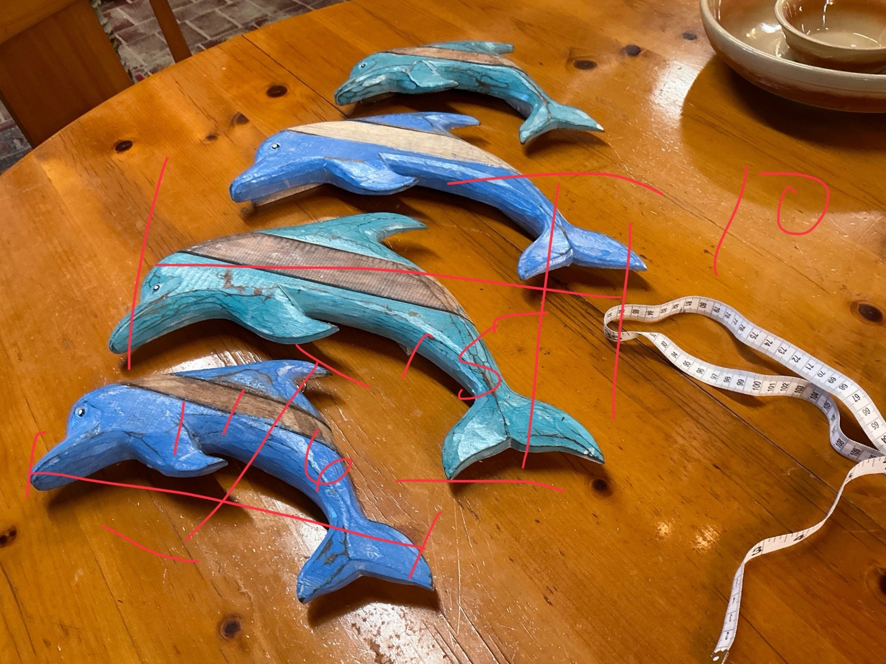 Medium Dolphin Decorative Wall Hanging Blue and Green Wood