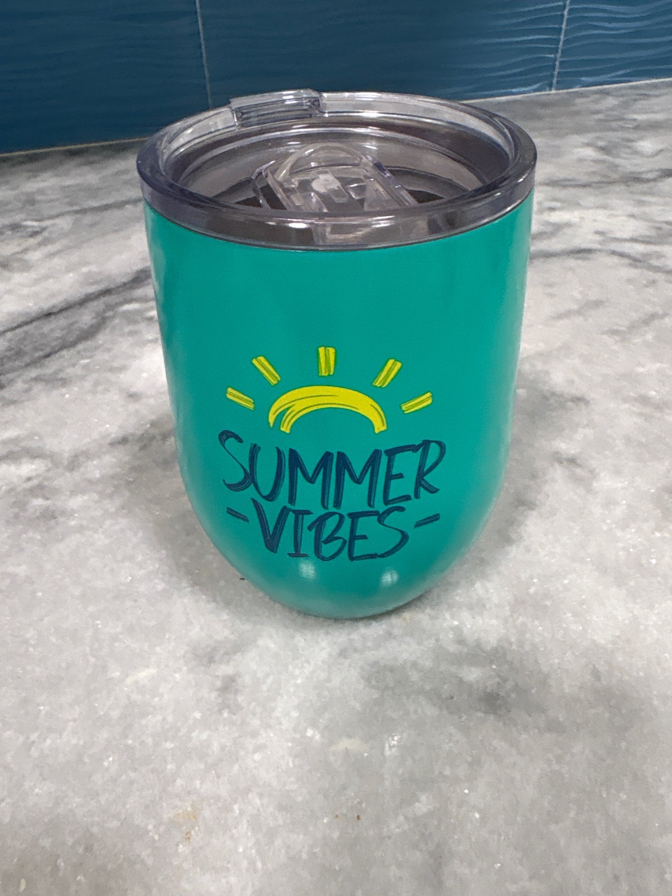 Travel Mug Turquoise Stainless Steel and Plastic
