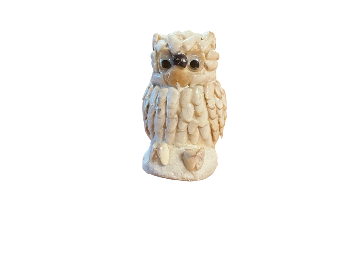 Decorative Owl Figurine Beige/Off-white Shell Small
