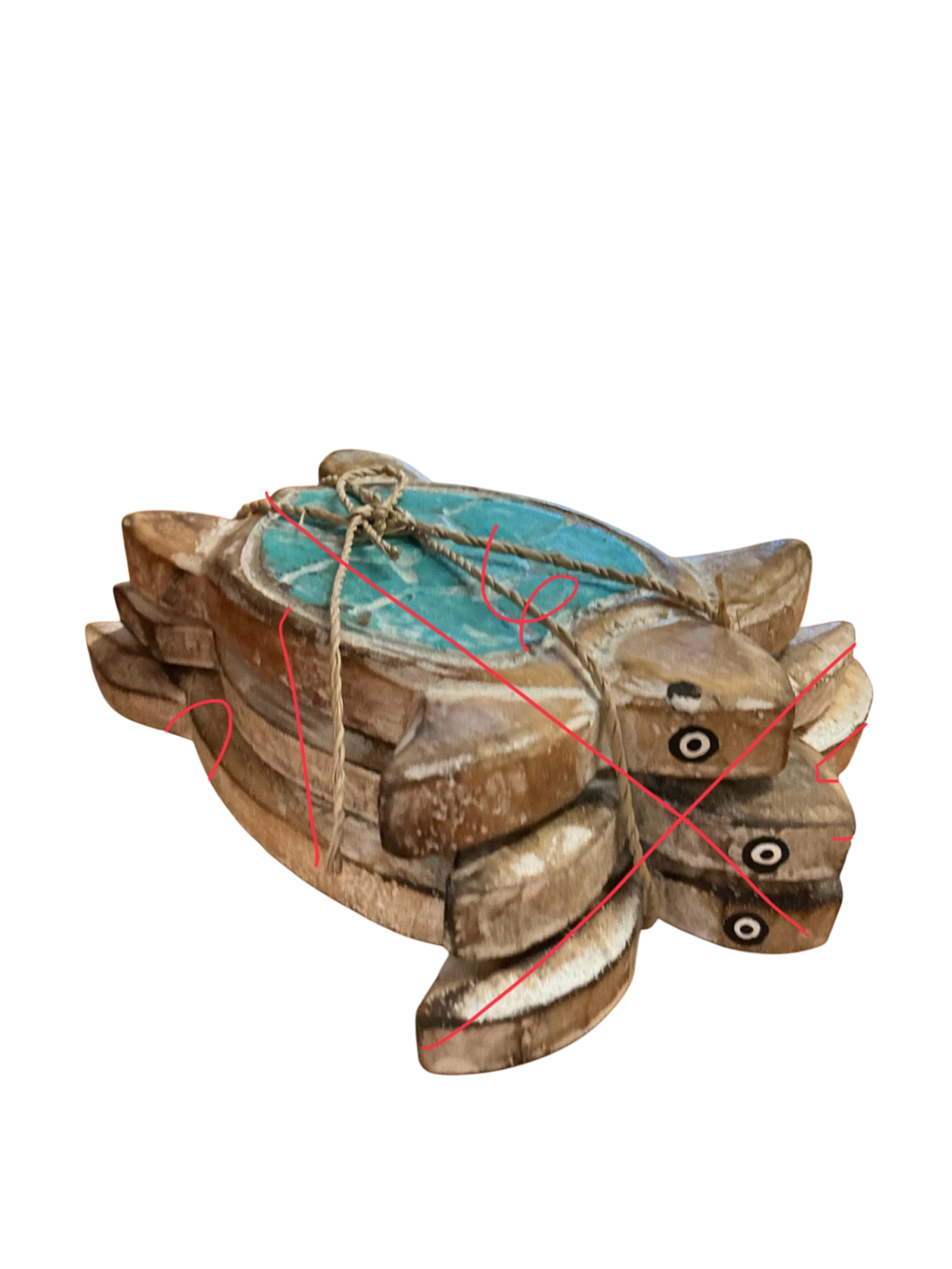 Decorative Turtle Wall Hanging Brown and turquoise Wood and paint