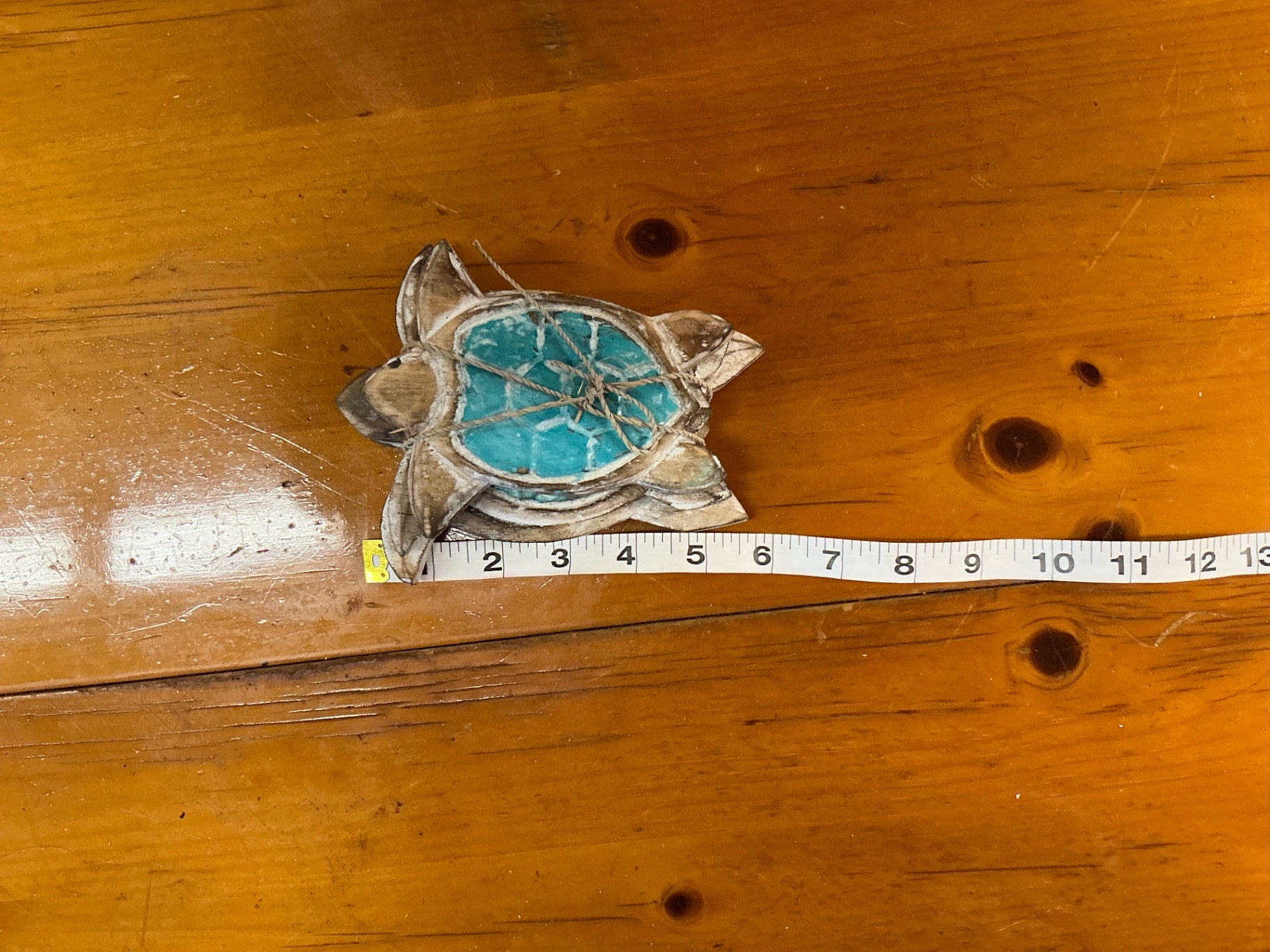 Decorative Turtle Wall Hanging Brown and turquoise Wood and paint