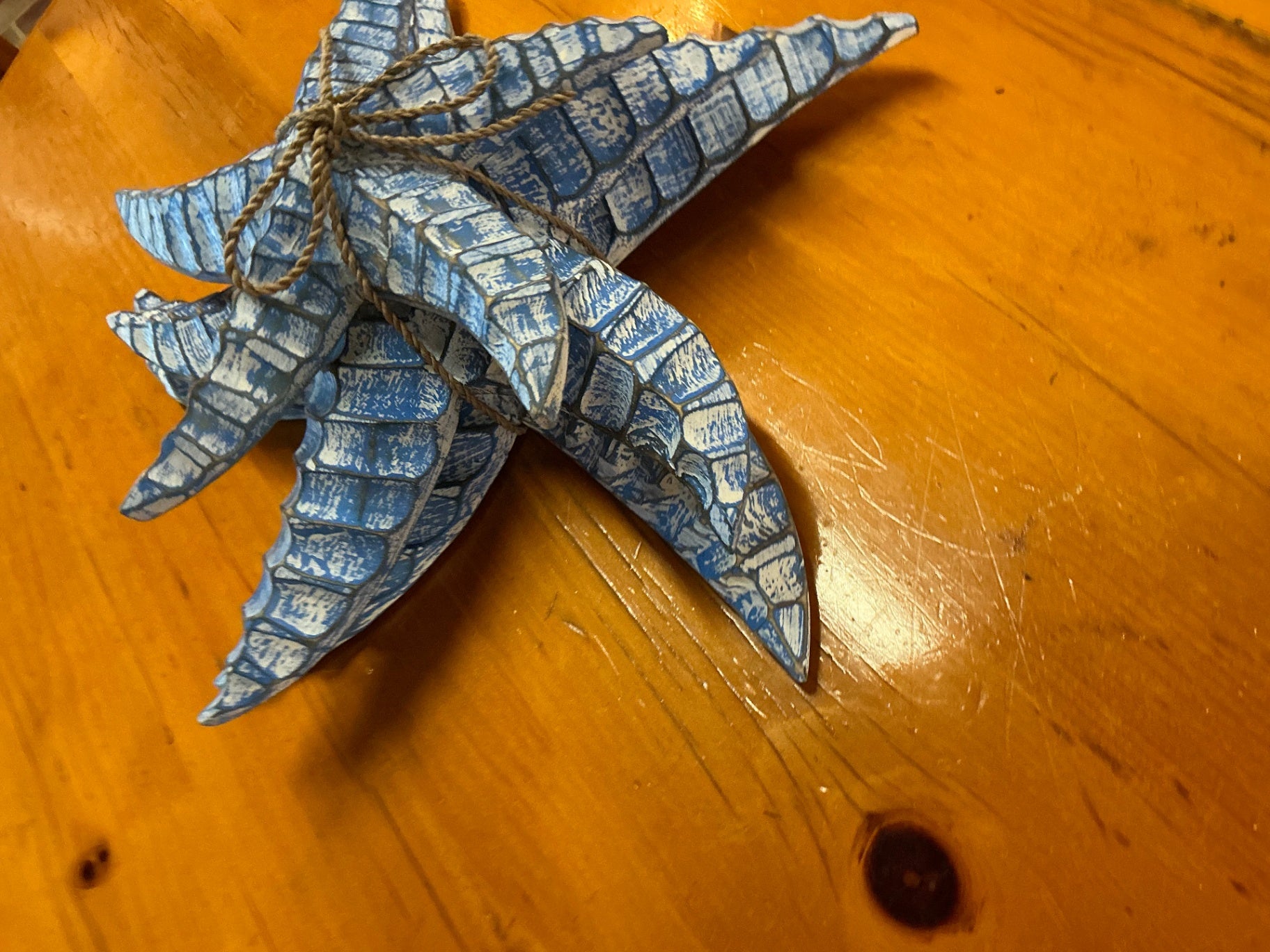 Starfish Decorative Wall Hanging Blue and Turquoise Wood sets of 3 measures 14"x14"x4.5"