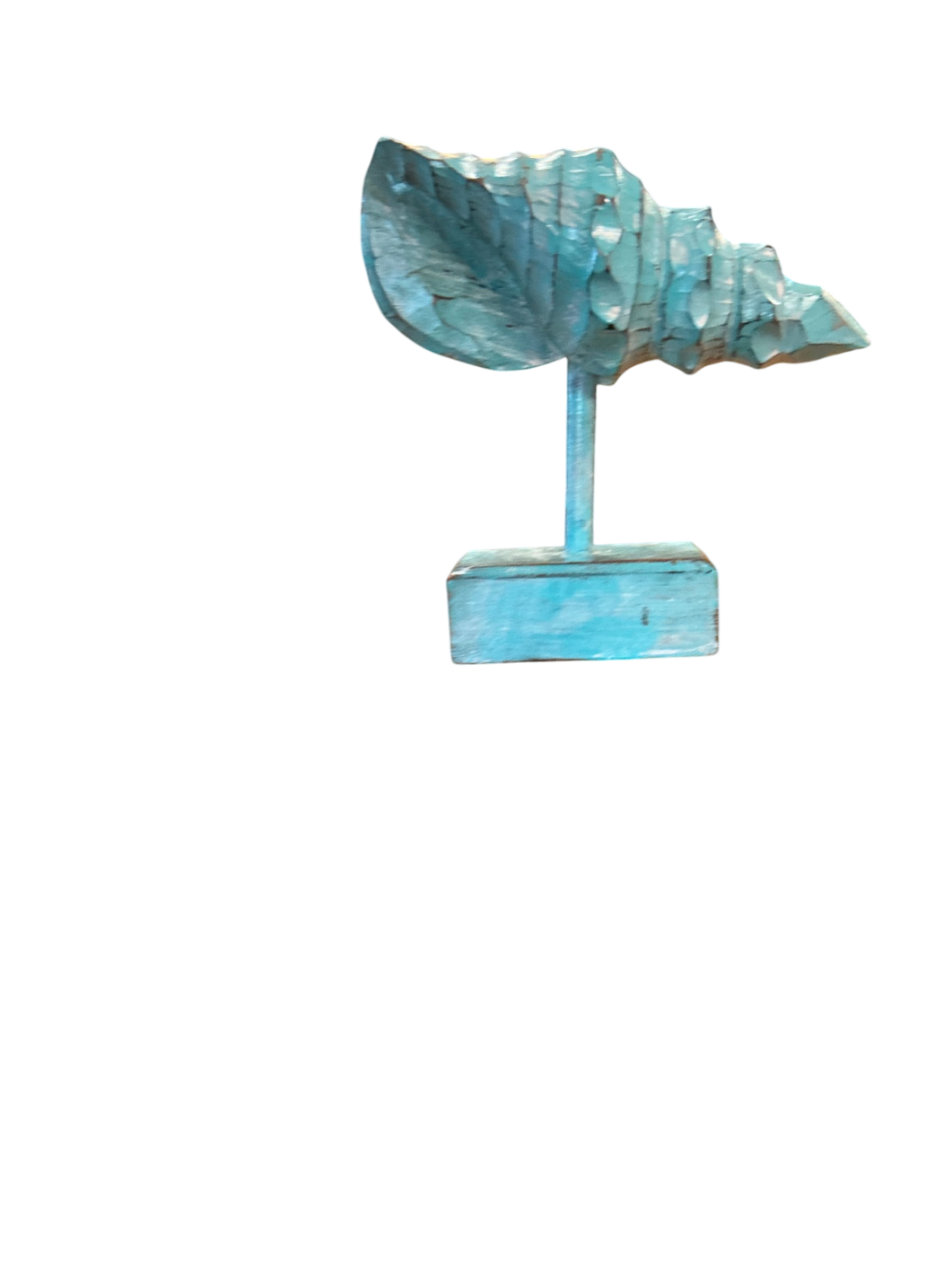 Decorative NAUTILUS SHELL sculpture Aqua Blue OR White Wood 9" X 8" X 4"