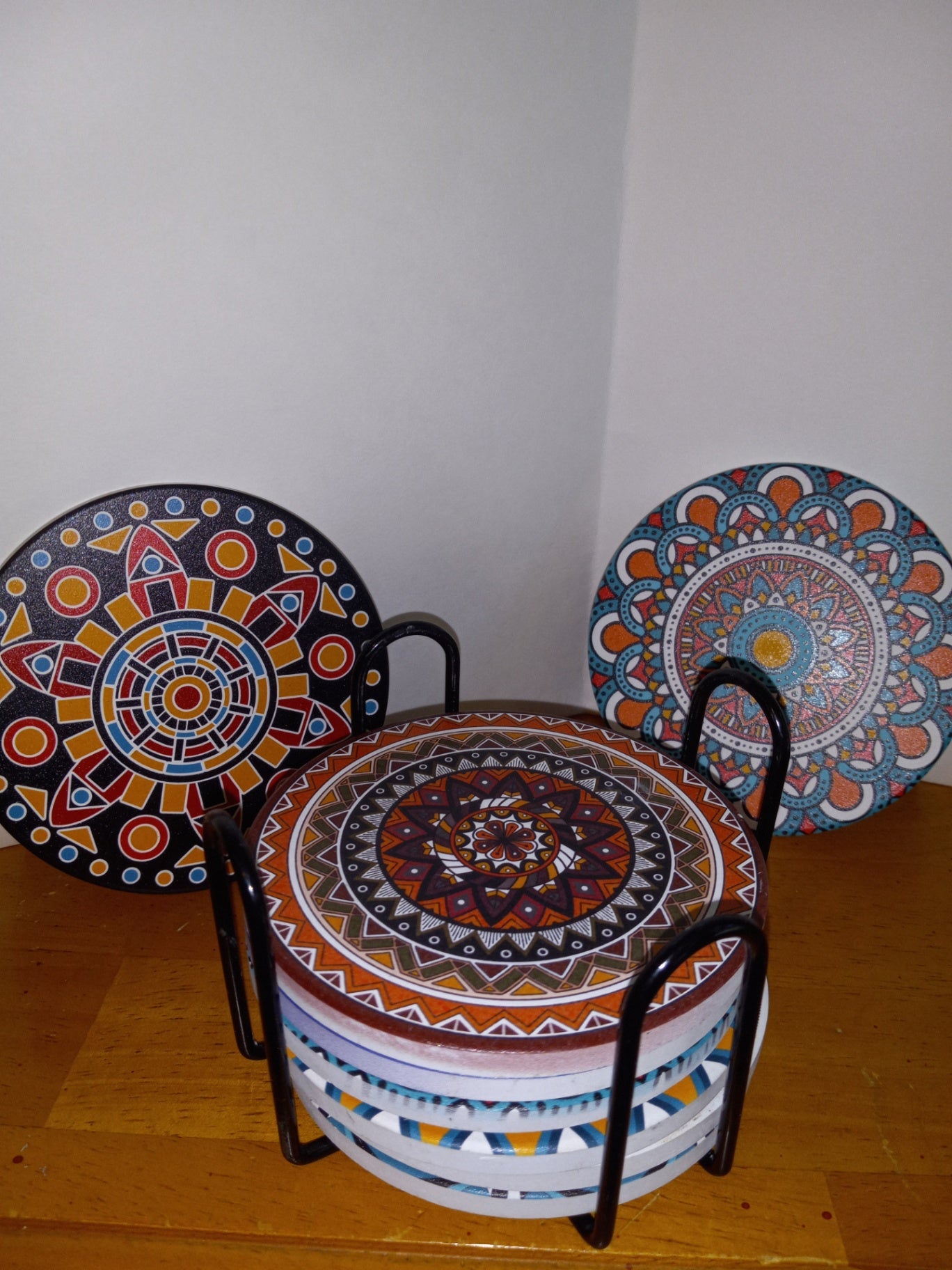 Boho Multicolor Stone coasters dsc