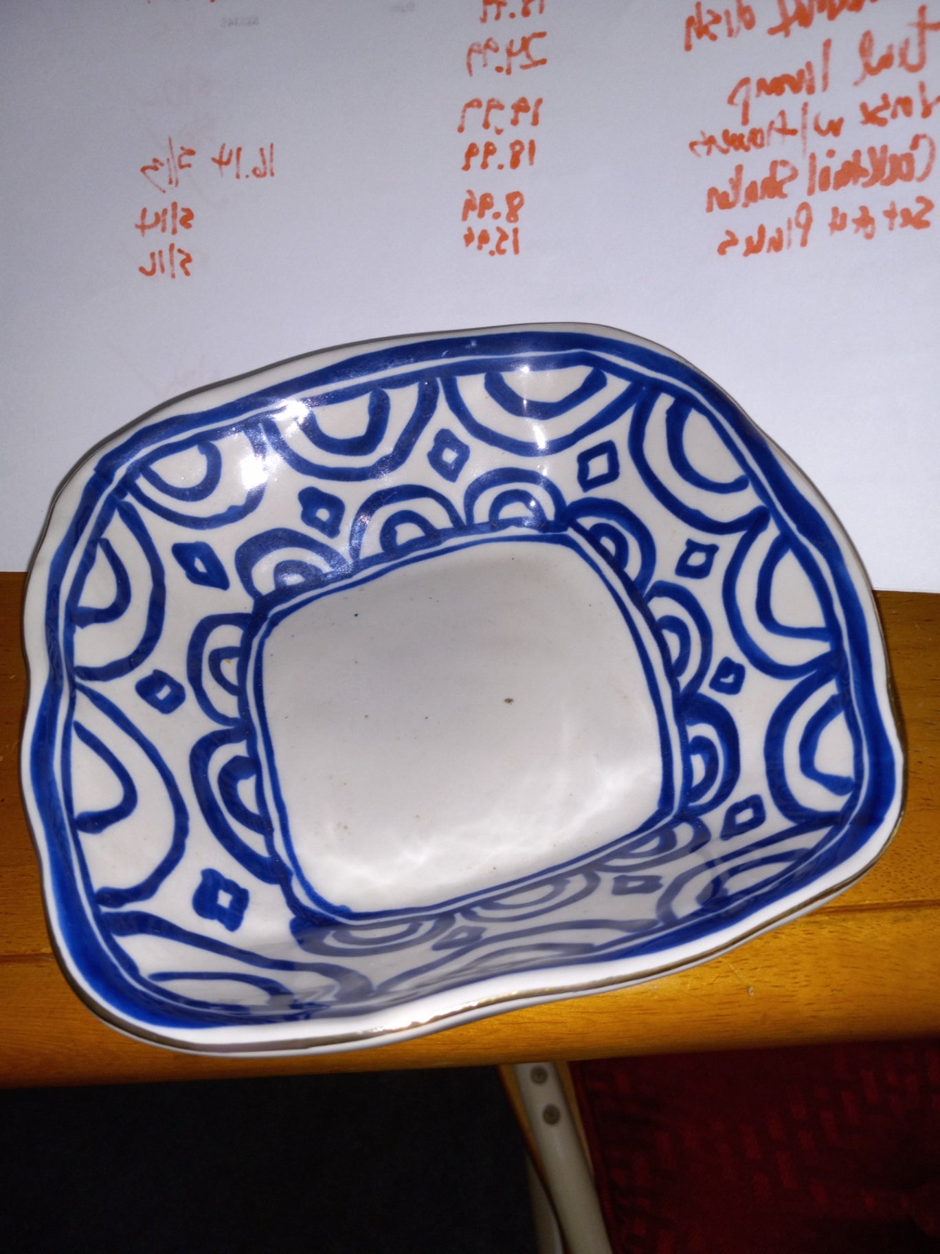 Ceramic Bowl White and Blue Ceramic dsc