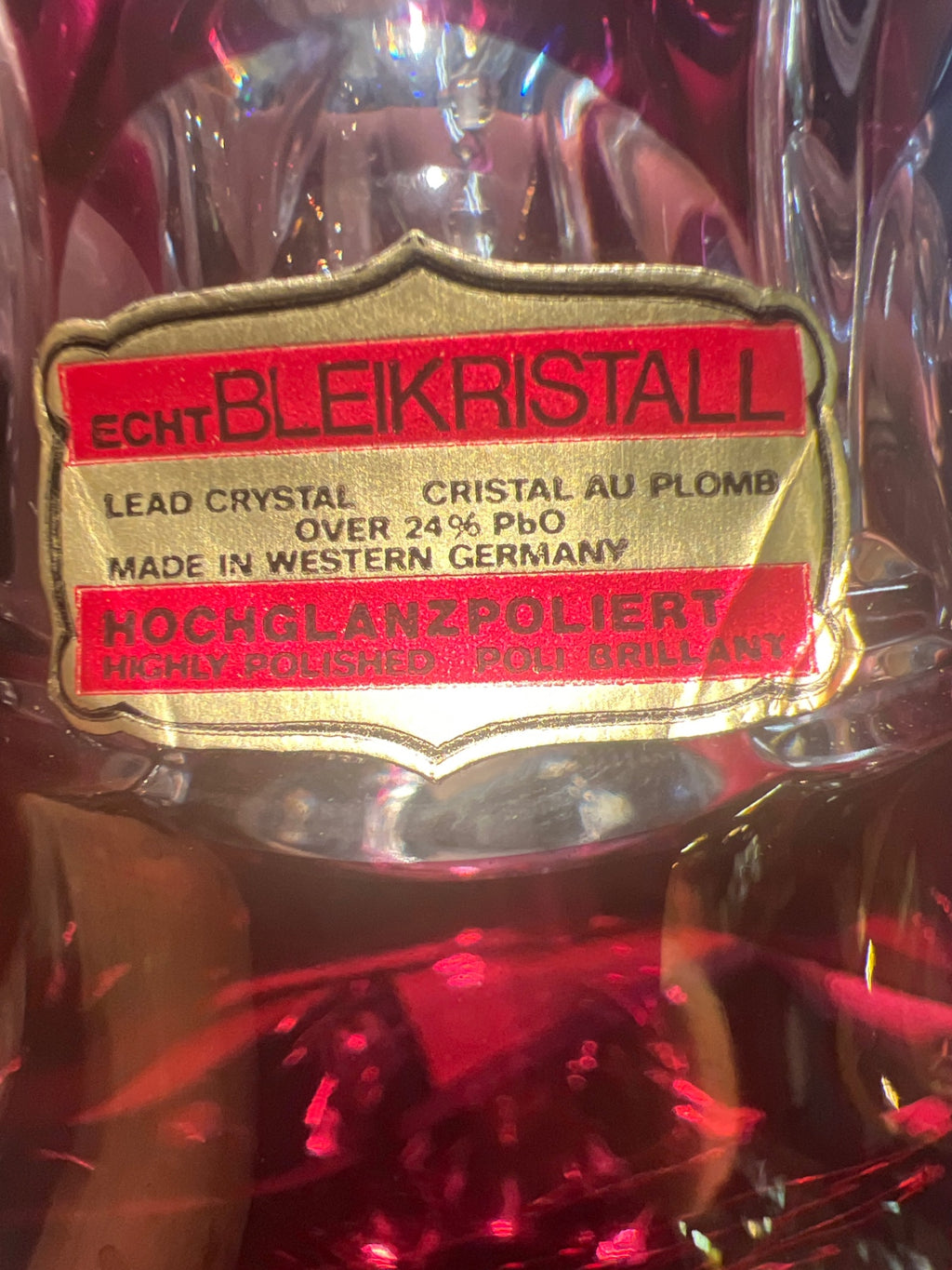 Bell Gold, Red, Clear Lead Crystal