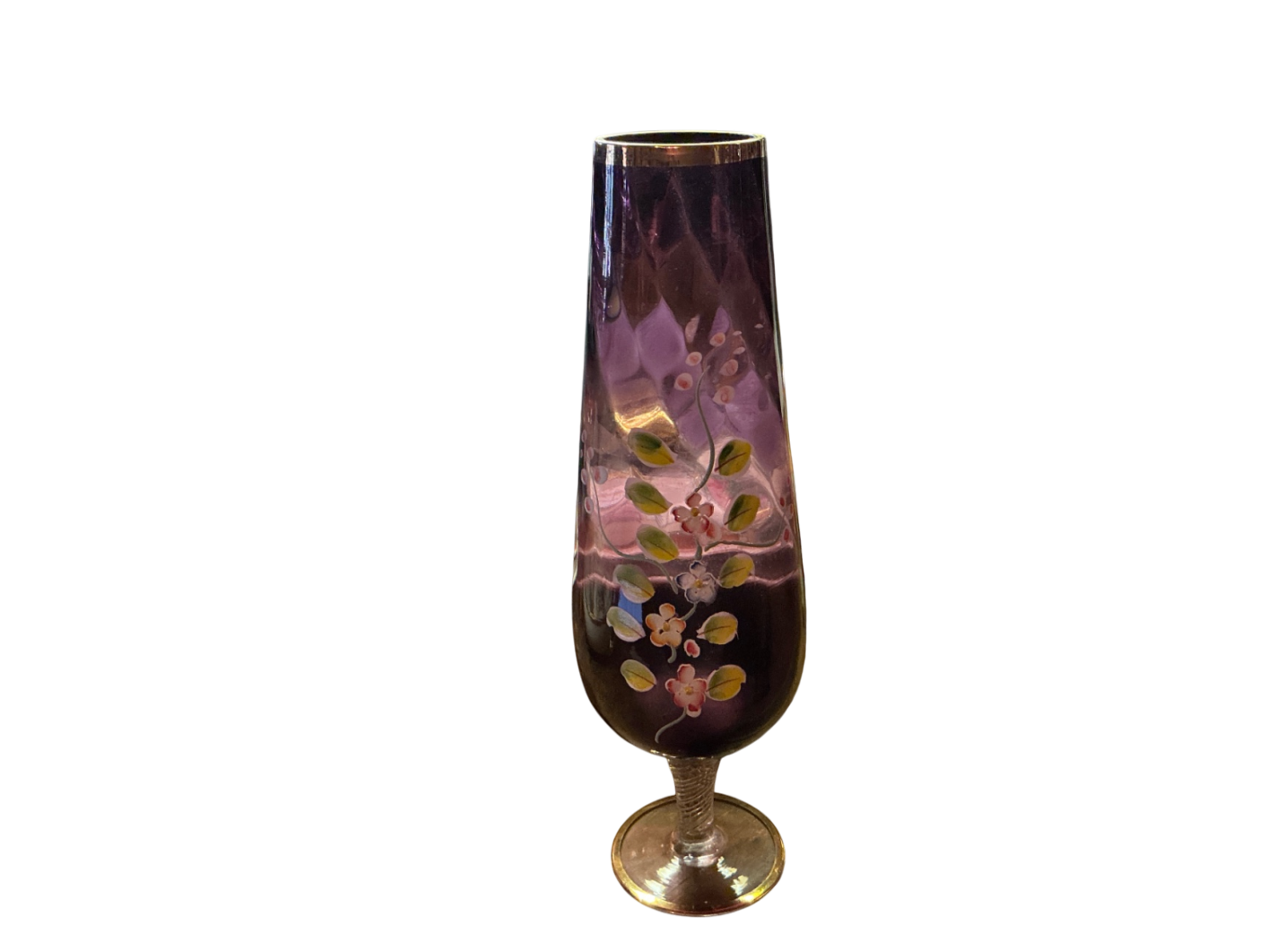 Hand Painted Bohemian glass goblet