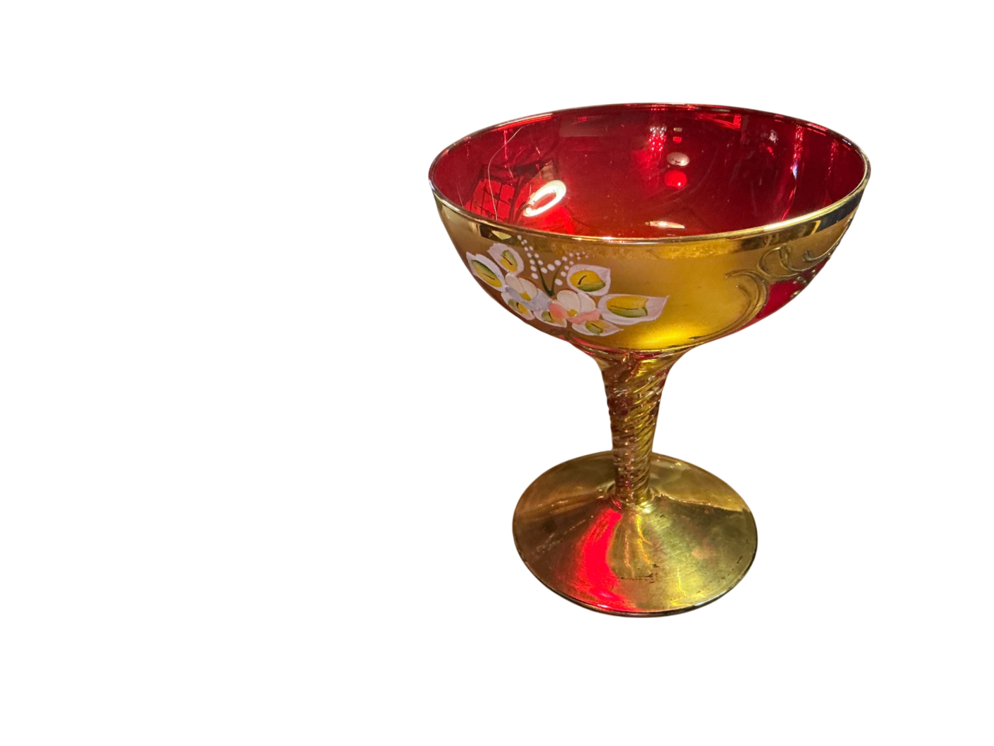 Decorative Glassware Red, Gold, White Glass