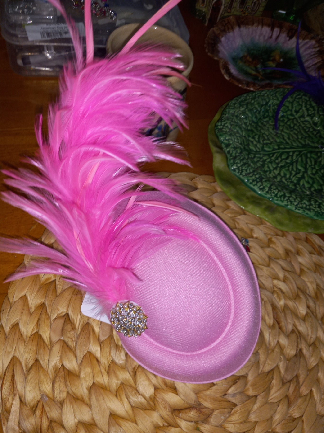 Fascinator Pink Mesh dsc