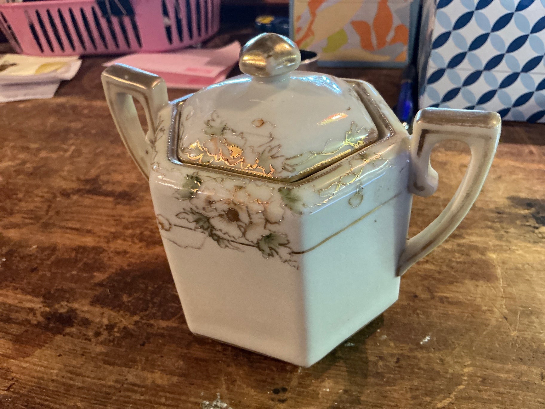 Nippon sugar bowl  gold accents Porcelain