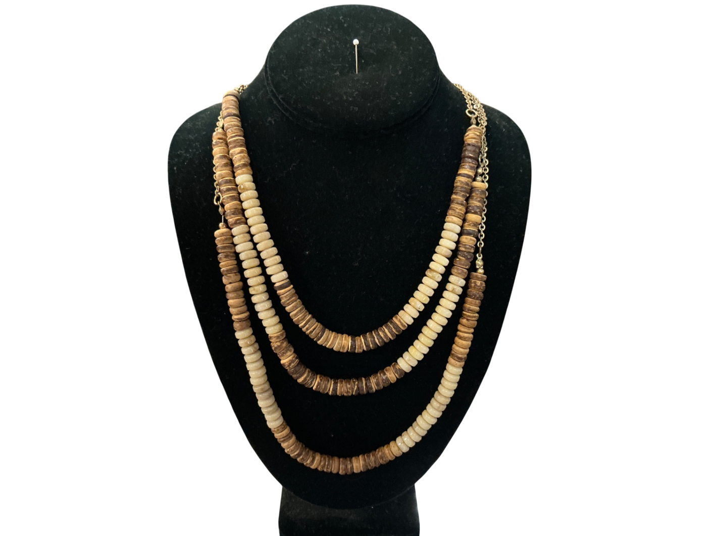 Costume Jewelry Beige and Brown Beads and Metal