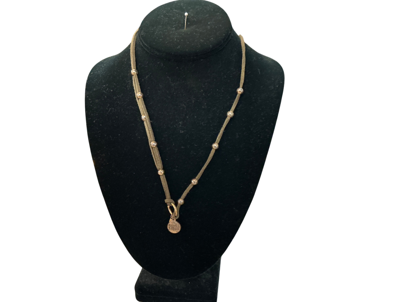 Costume Jewelry Beige and Gold Fabric and Metal