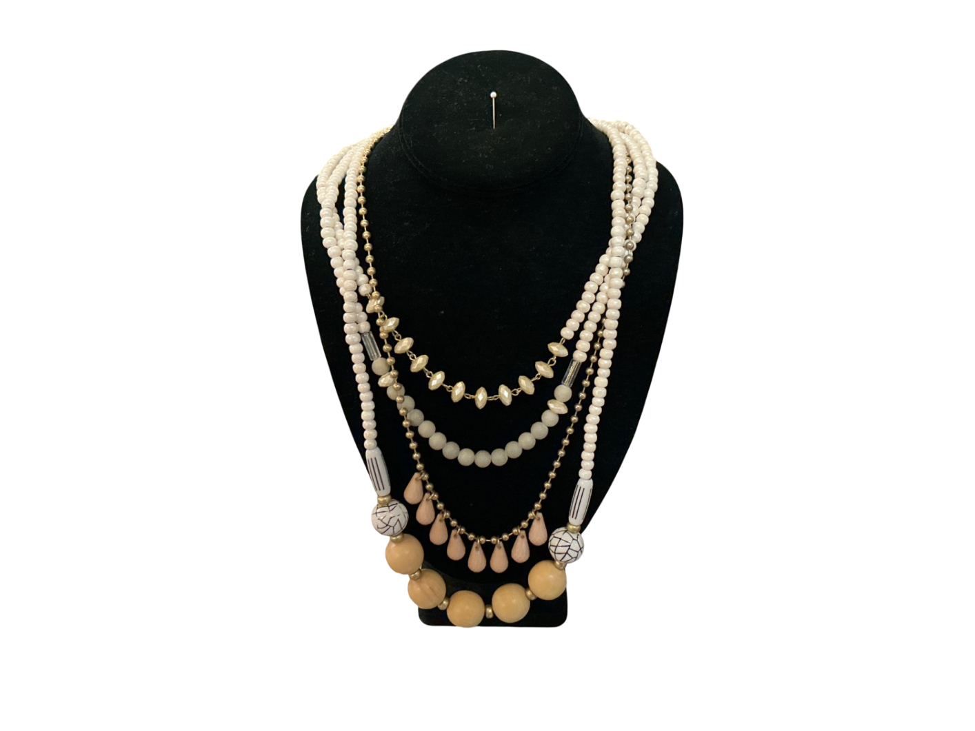 Costume Jewelry Mixed (predominantly cream, beige, and metallic) Mixed beads and metals