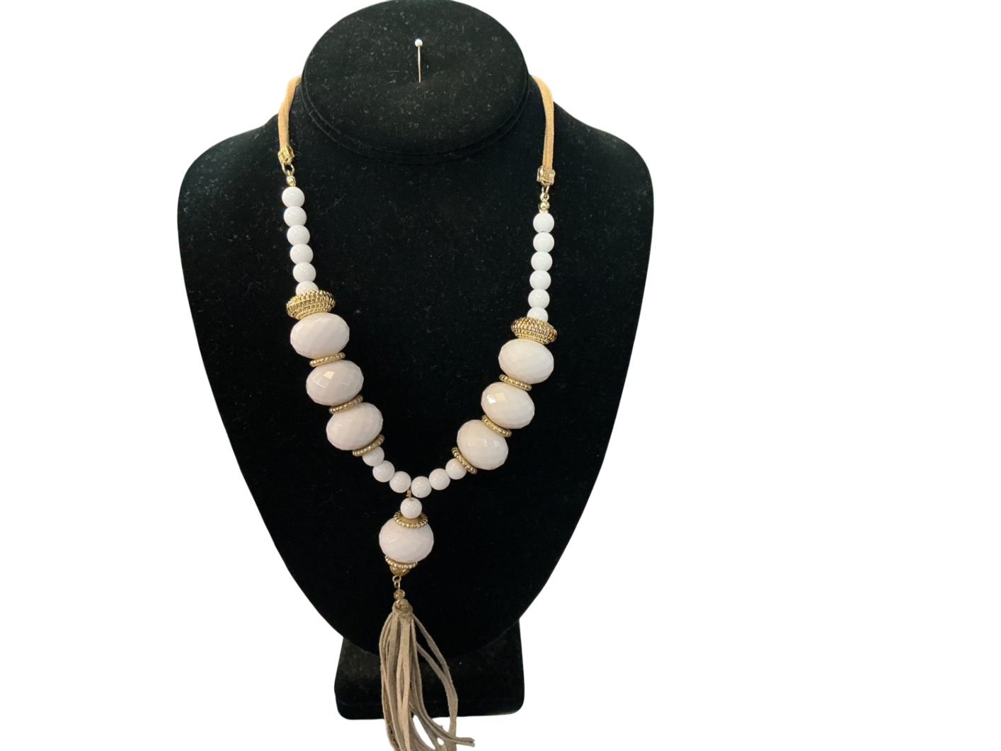 Costume Jewelry White and Gold Beads with metal accents
