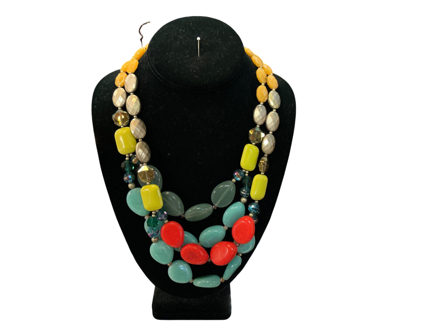 Costume Necklace Multicolor Assorted beads (likely plastic or glass)