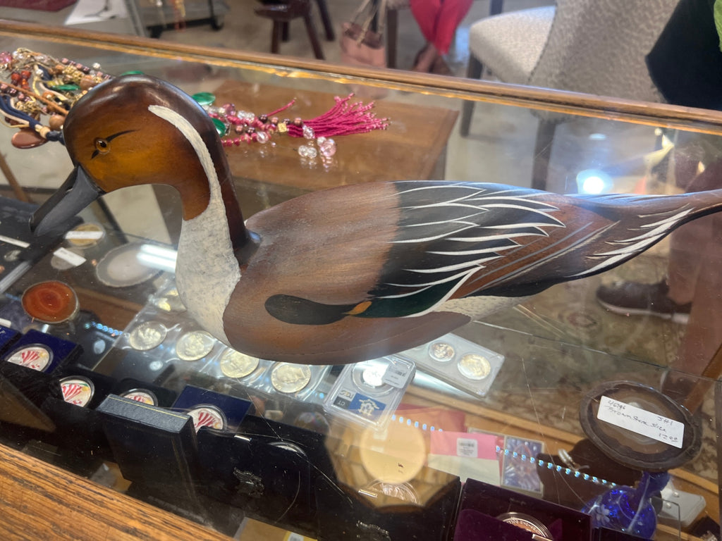 Hand-Carved Pintail Drake Duck Decoy – Signed by Perry Lyles – Folk Art Hunting Style