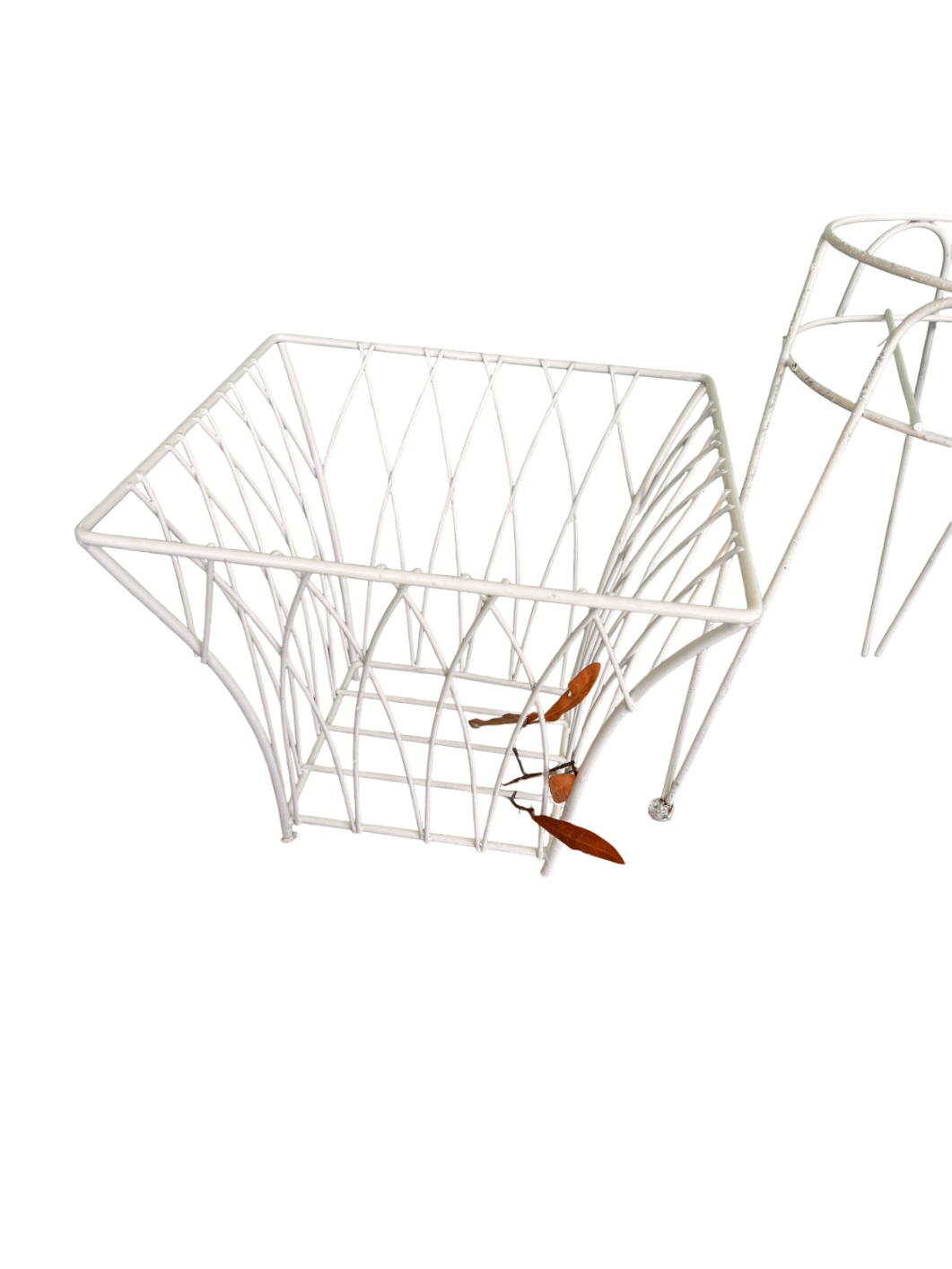 Decorative White Metal Plant Stand