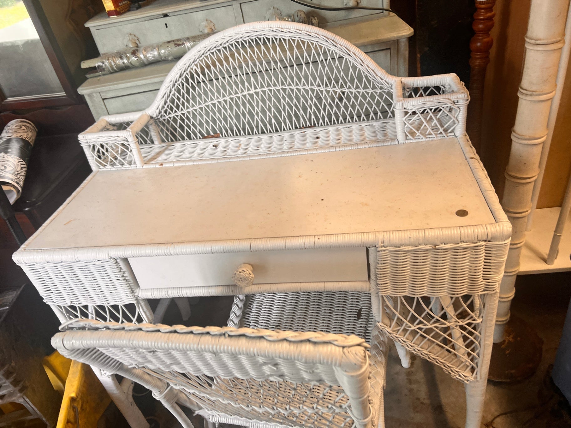 Rattan Desk with Chair