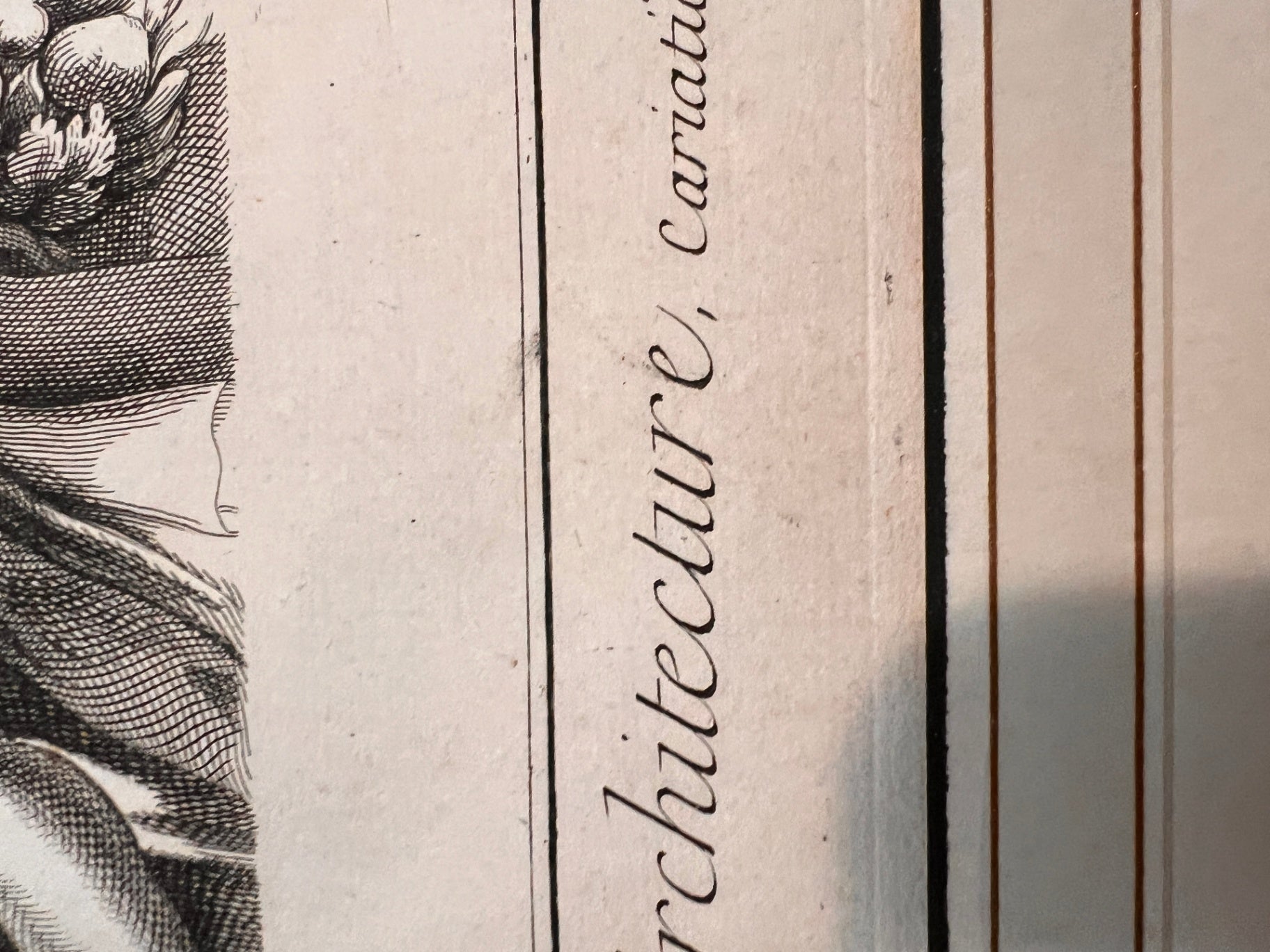 Antique Neoclassical Ink Drawing "Architecture, Cariatides" After Diderot Encyclopedie, Framed