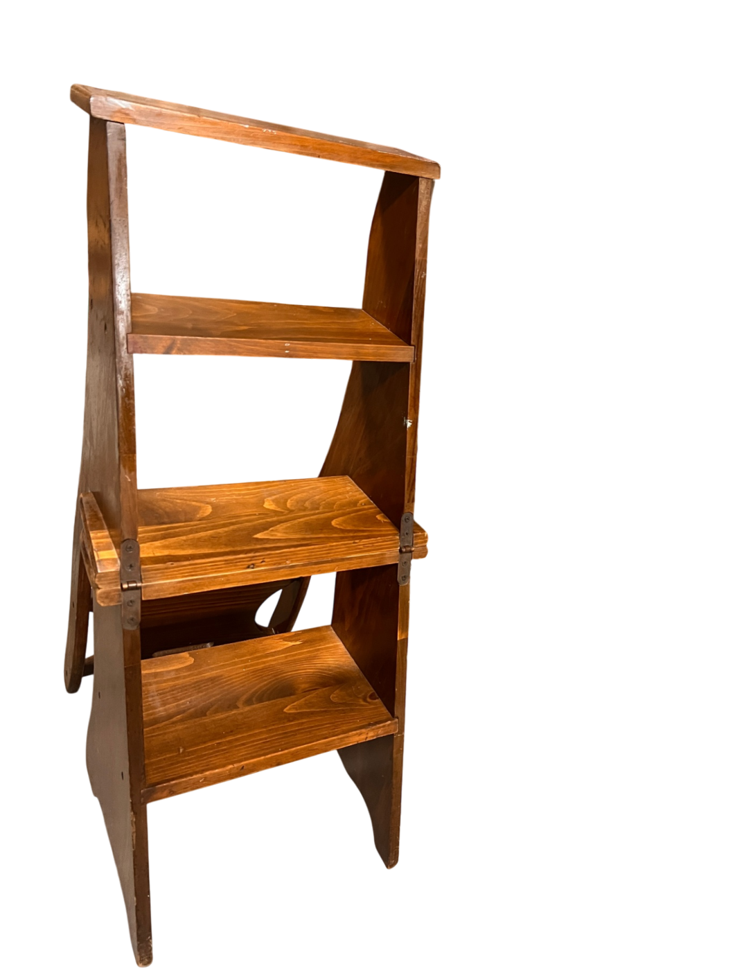 Vintage Wooden Folding Library Chair – Convertible Step Stool Ladder Chair