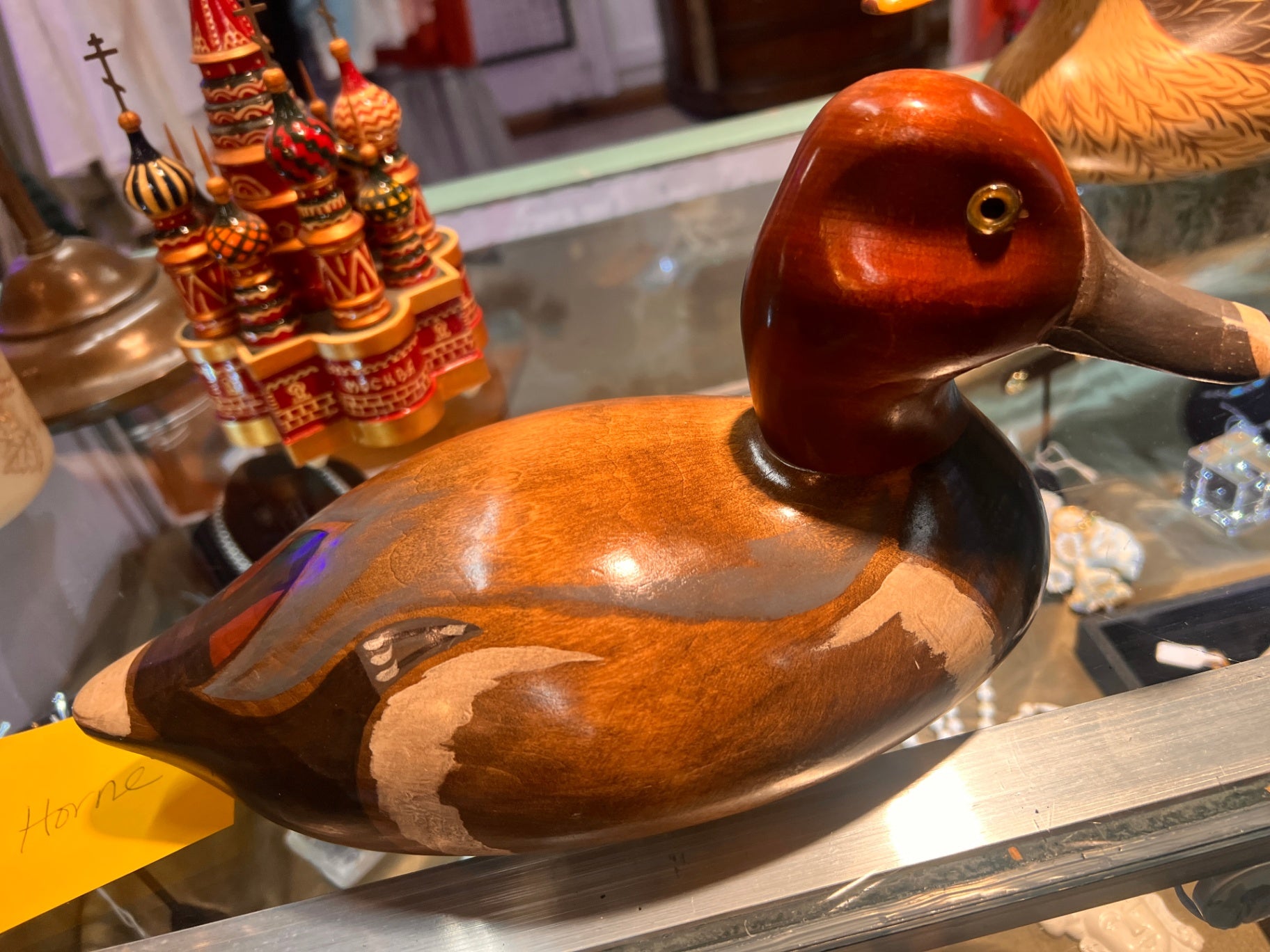 Hand-Carved Wooden Redhead Duck Decoy – WBF II Series – Rustic Lodge Decor