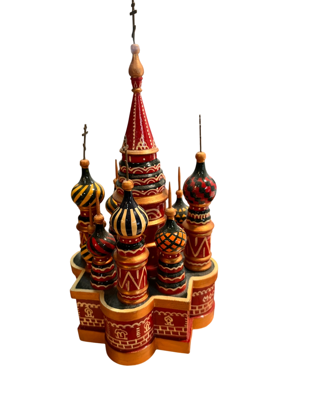 Vintage Russian Hand-Painted St. Basil’s Cathedral Wooden Music Box – Moscow Souvenir