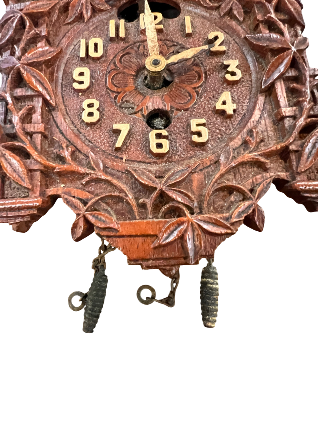 Vintage Lux Clock Co. Cuckoo Clock – Hand-Carved Wooden Front (1930s-1940s)