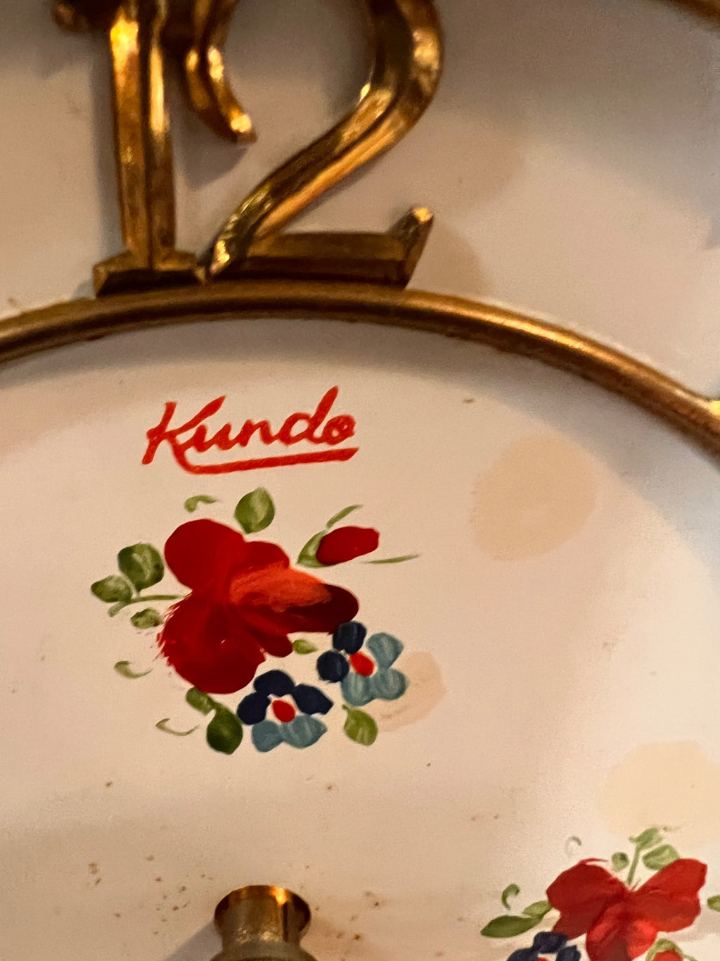 Vintage Kundo 400-Day Anniversary Clock - Floral Dial & Columns - Torsion Pendulum