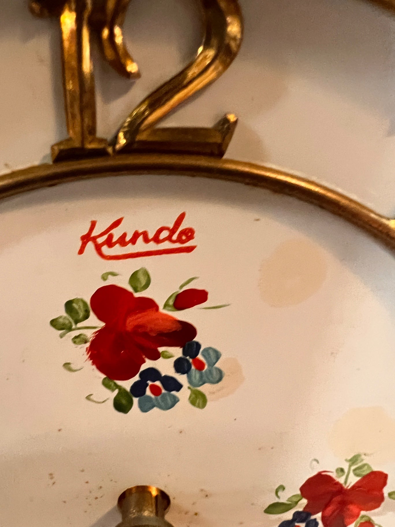 Vintage Kundo 400-Day Anniversary Clock - Floral Dial & Columns - Torsion Pendulum