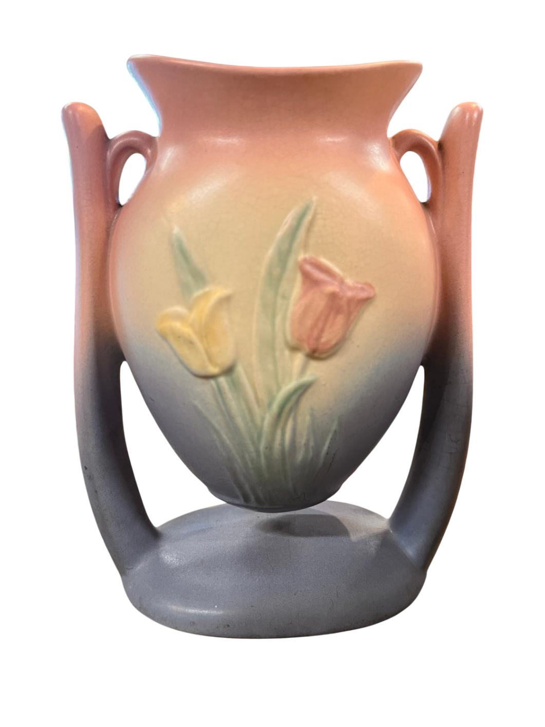 Vase Pastel pink, yellow, and green Ceramic Hull pottery 100-33-6
