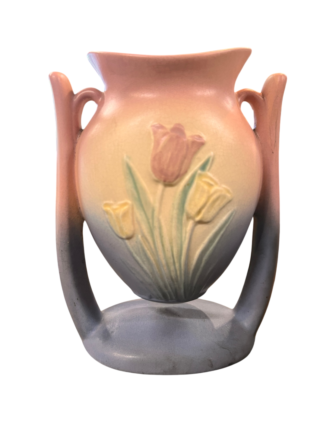 Vase Pastel pink, yellow, and green Ceramic Hull pottery 100-33-6