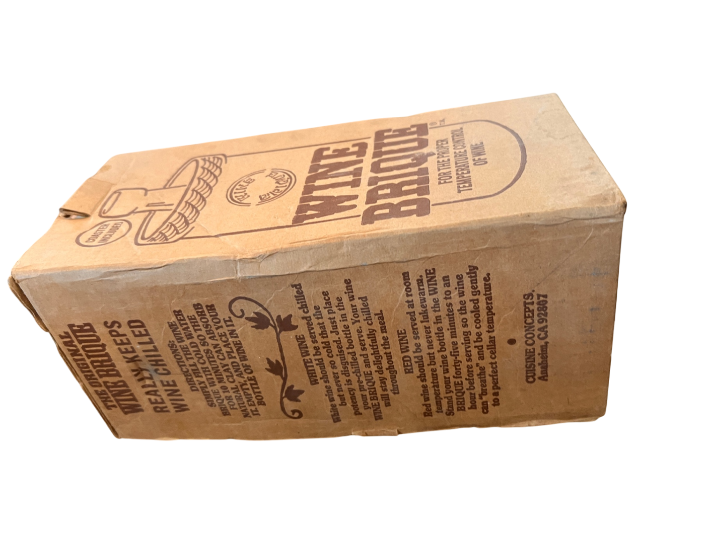 Vintage "Wine Brique" Terracotta Wine Cooler with Coaster – Original Box