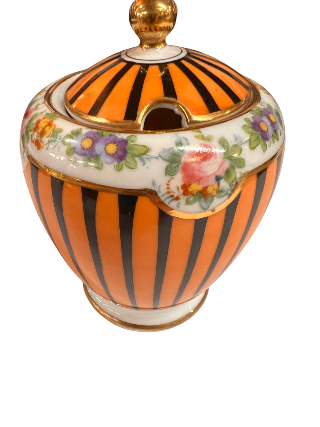 Noritake Creamer and sugar Multicolored (Predominantly orange, white, purple, pink, green, gold) Porcelain or ceramic with gold accents